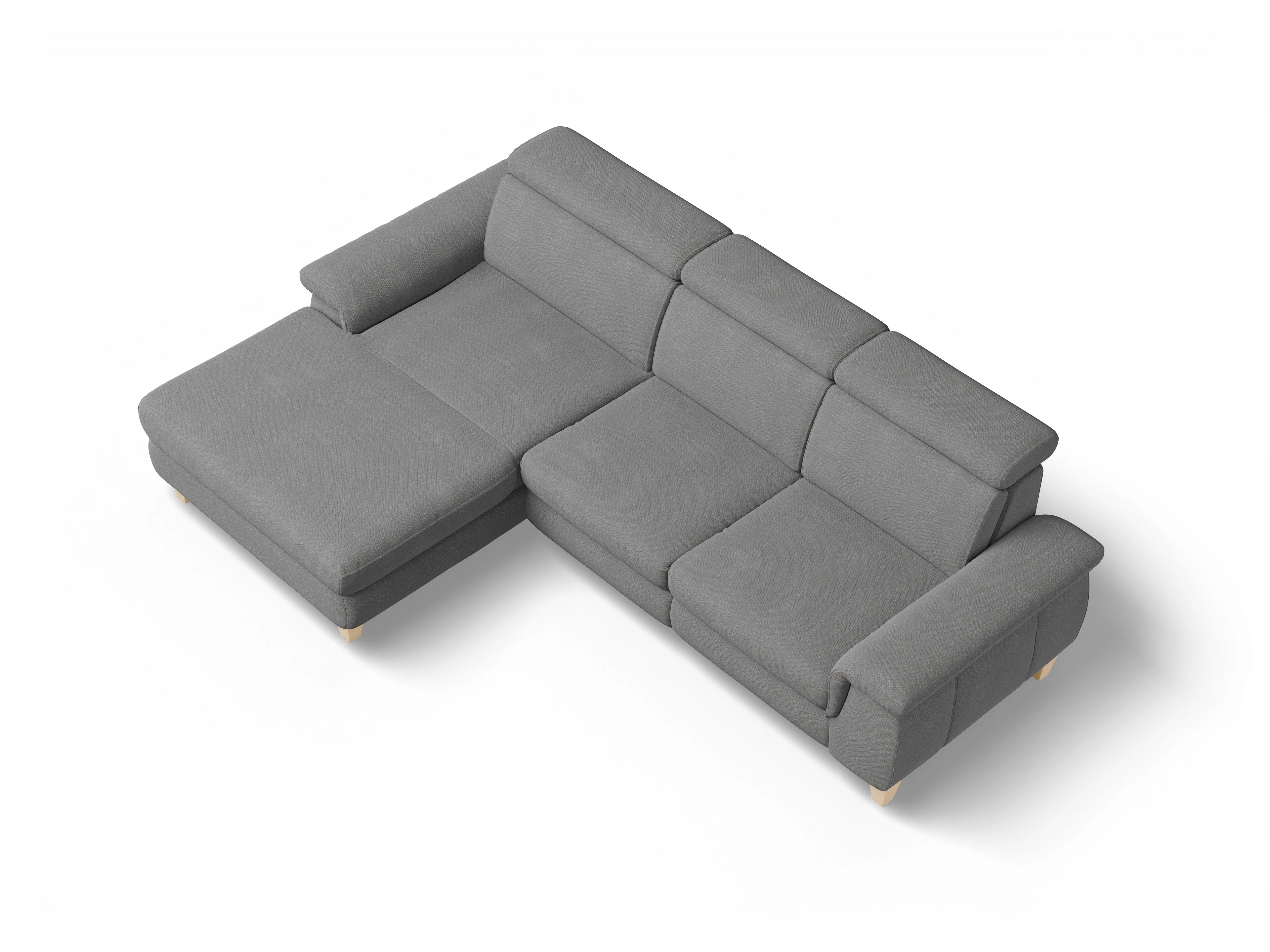 Ansicht des Produktes München Ecksofa links Abschluss offen in Stoff Grau