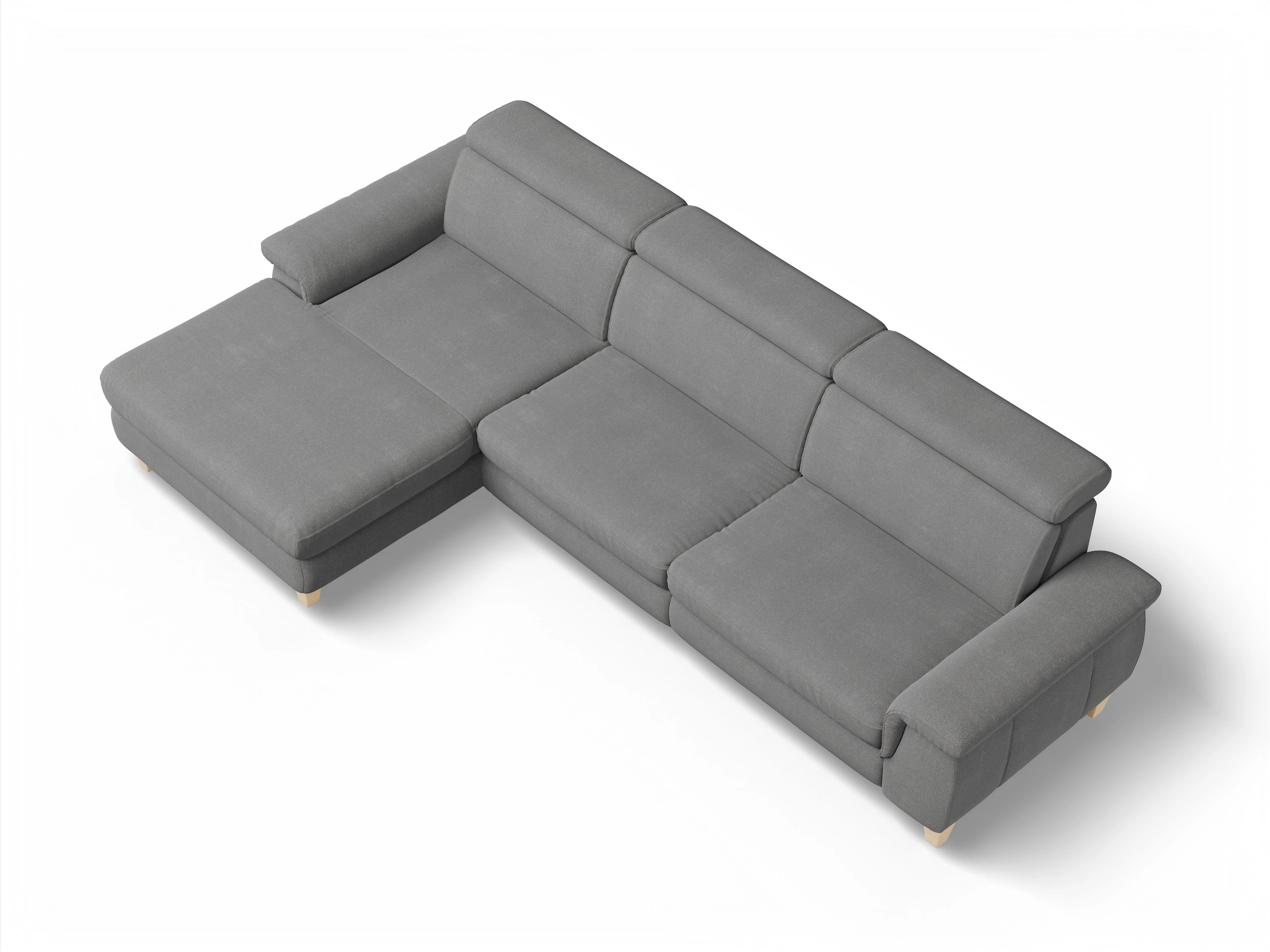 Ansicht des Produktes München Ecksofa links Abschluss offen in Stoff Grau