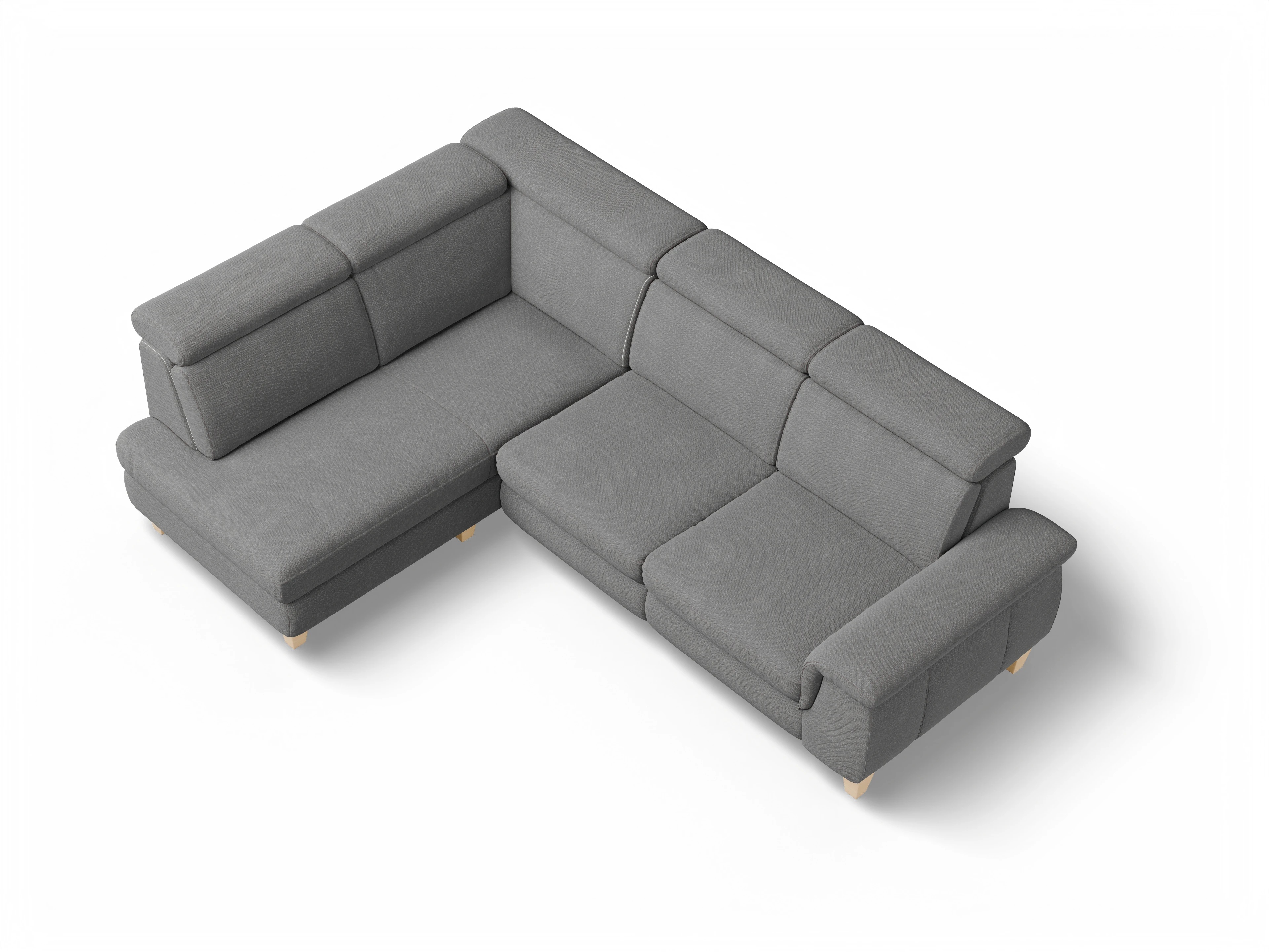 Ansicht des Produktes München Ecksofa links Abschluss offen in Stoff Grau