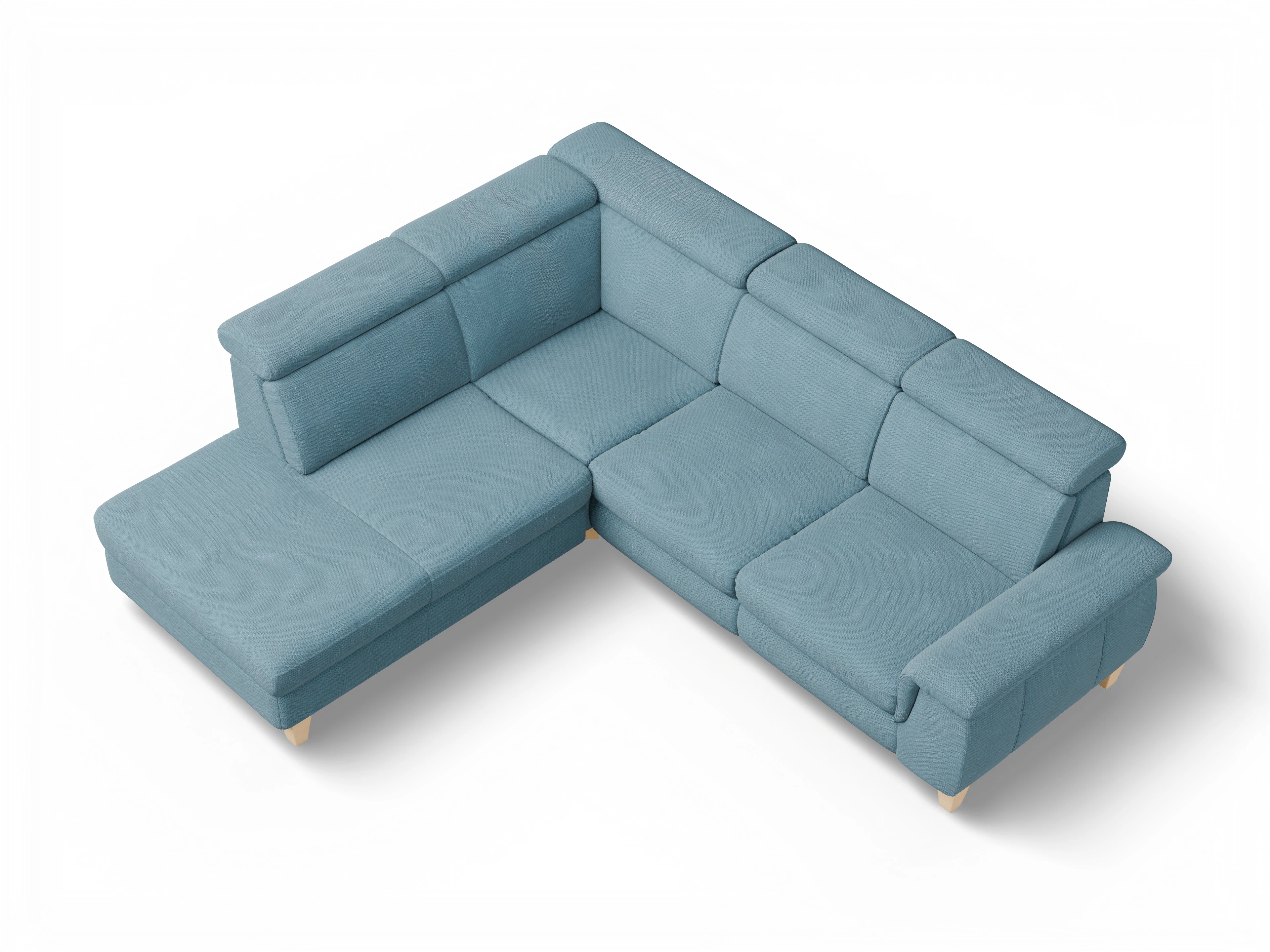Ansicht des Produktes München Ecksofa links mit Armlehne in Stoff Blau