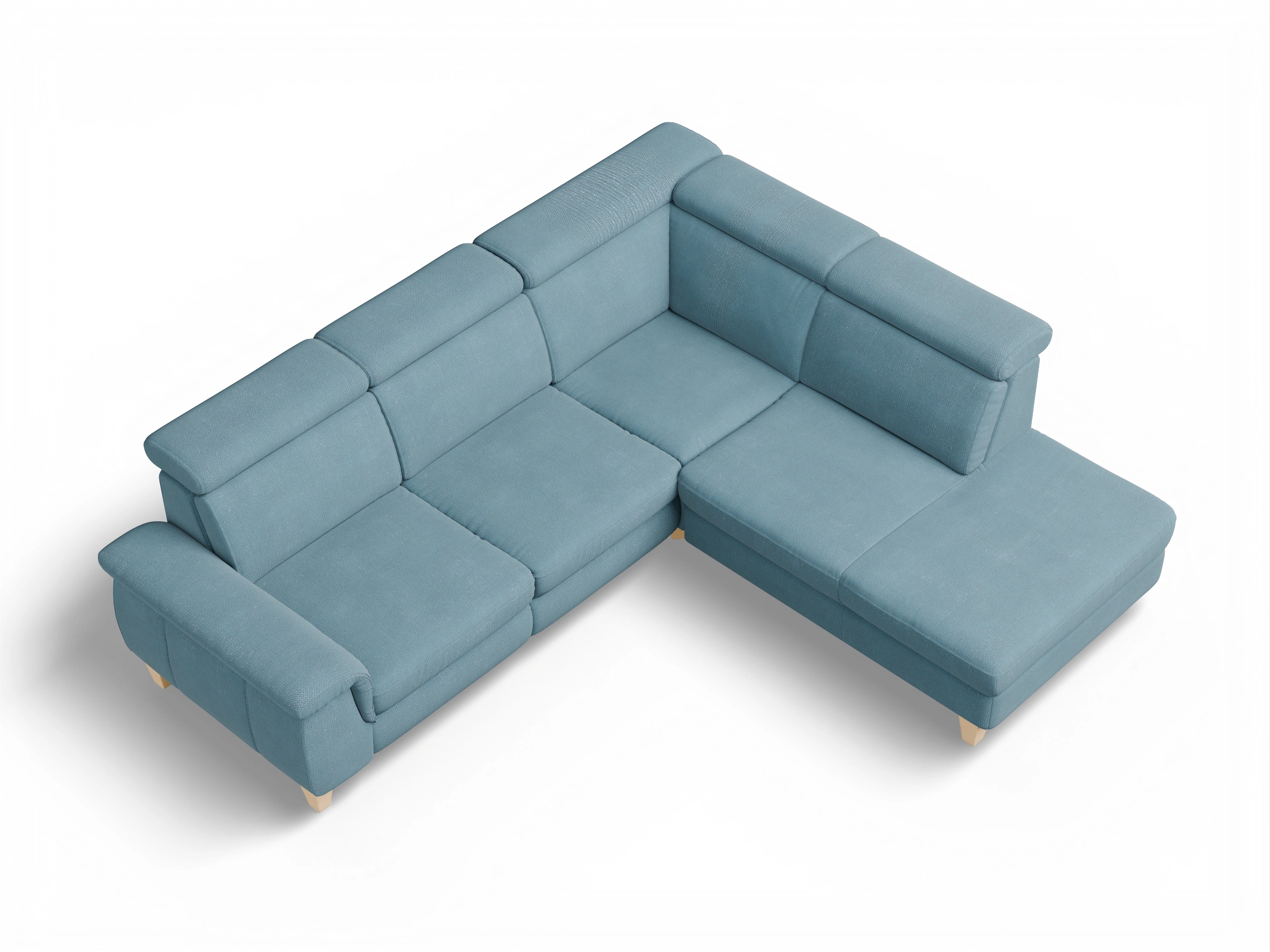 München 1AH WEkl Medium R Ansicht des Produktes München Ecksofa rechts Abschluss offen in Stoff Blau