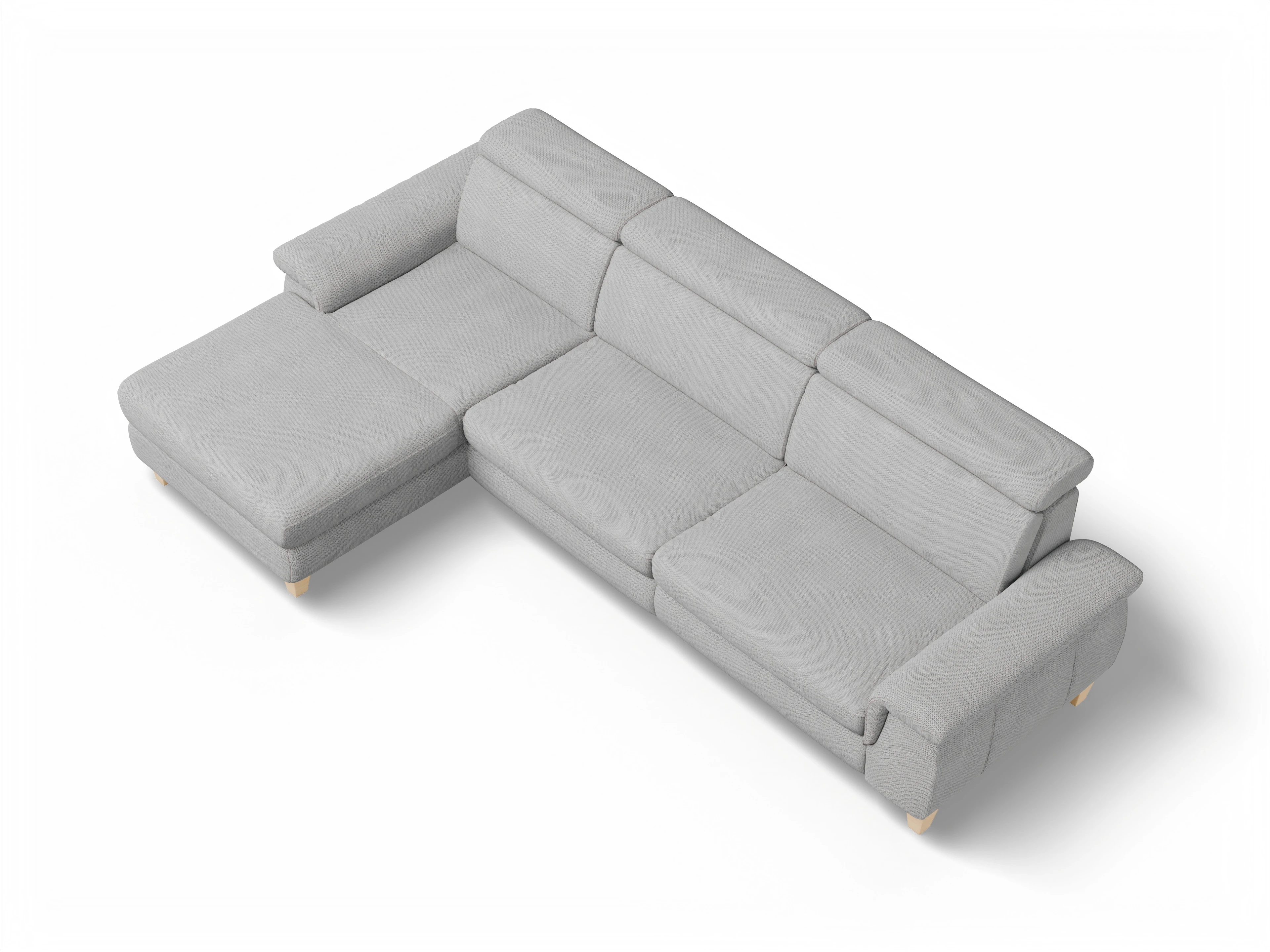 Ansicht des Produktes München Ecksofa links Abschluss offen in Stoff Grau