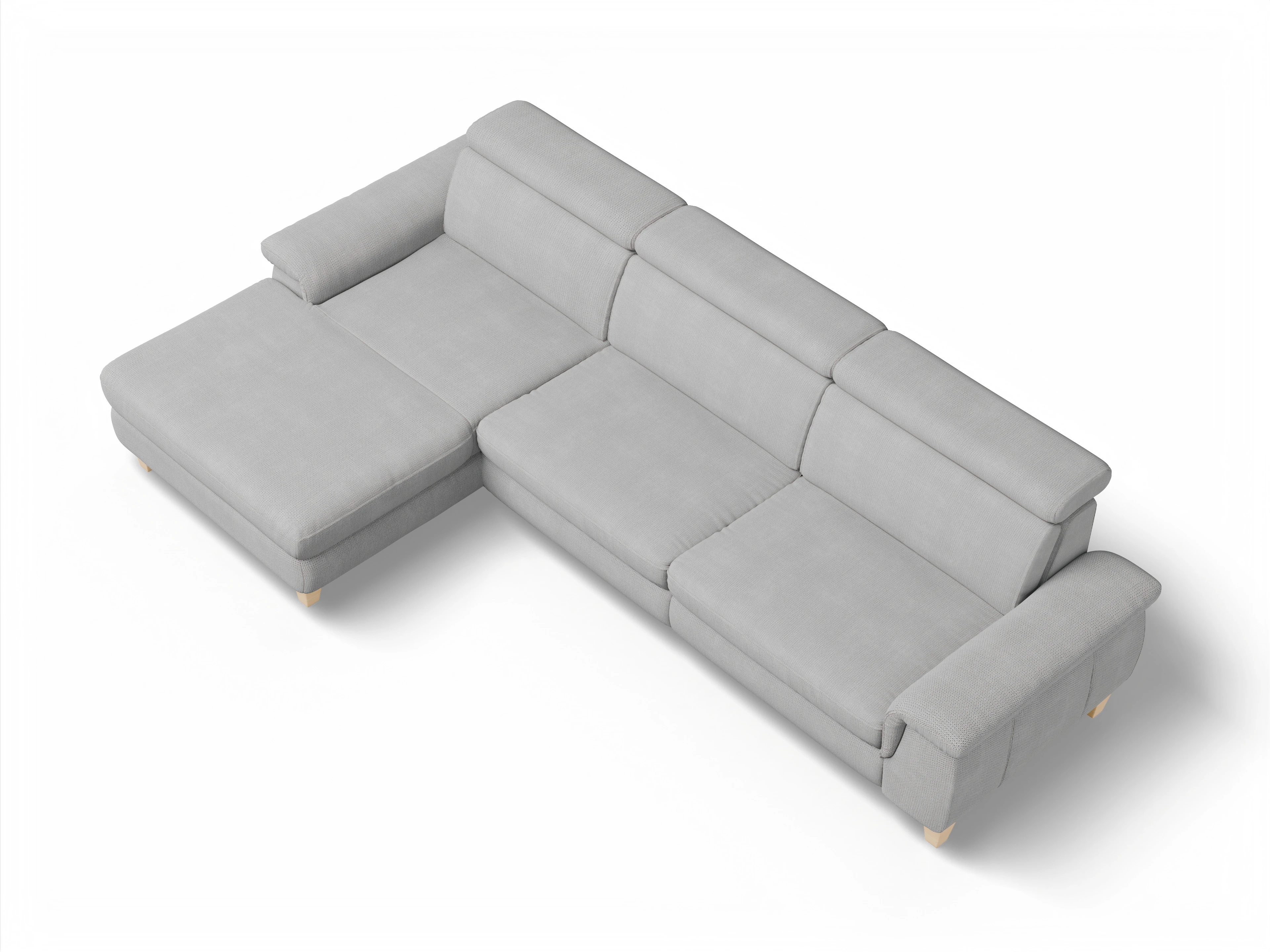 Ansicht des Produktes München Ecksofa links Abschluss offen in Stoff Grau