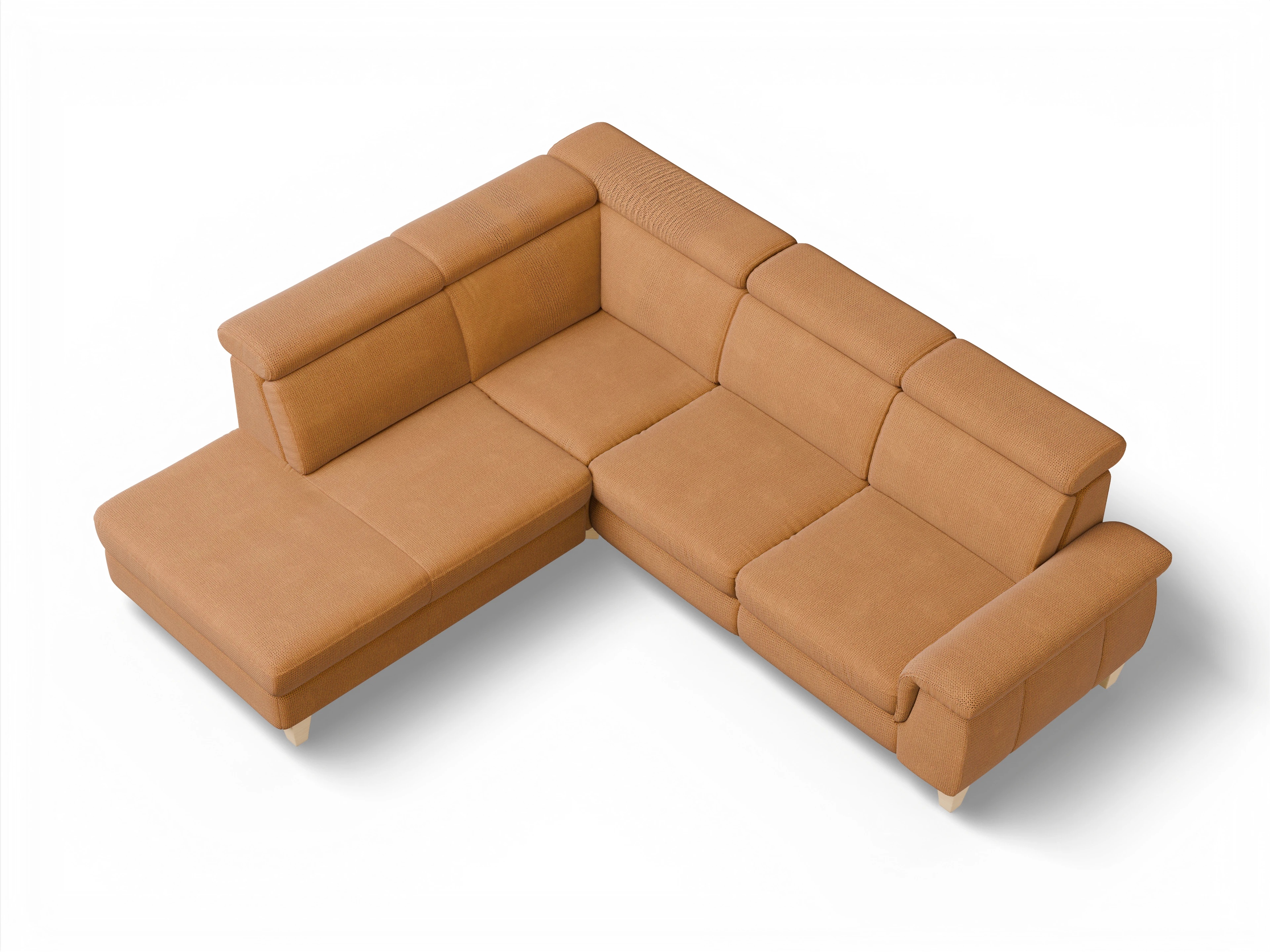 Ansicht des Produktes München Ecksofa links mit Armlehne in Stoff Gelb