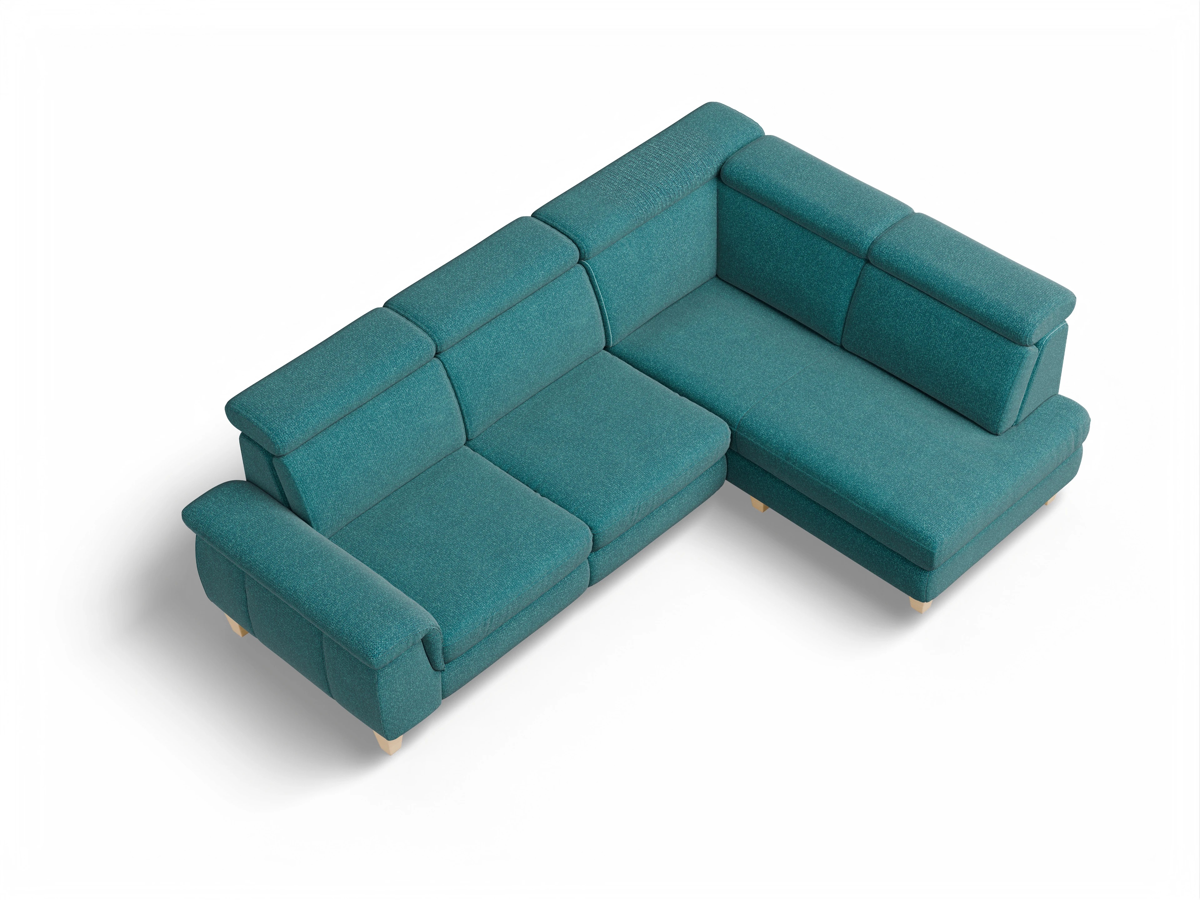 Ansicht des Produktes München Ecksofa rechts Abschluss offen in Stoff Blau