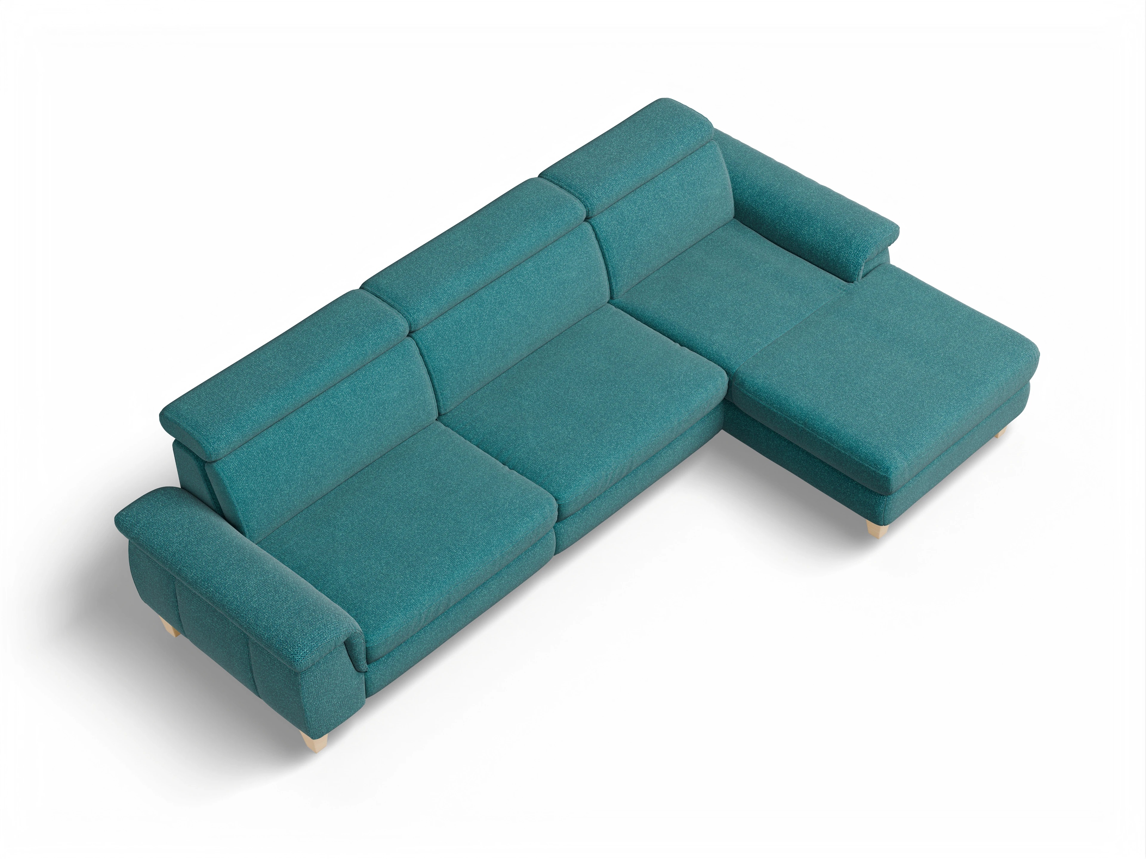 München LO Large R Ansicht des Produktes München Ecksofa rechts Abschluss offen in Stoff Blau