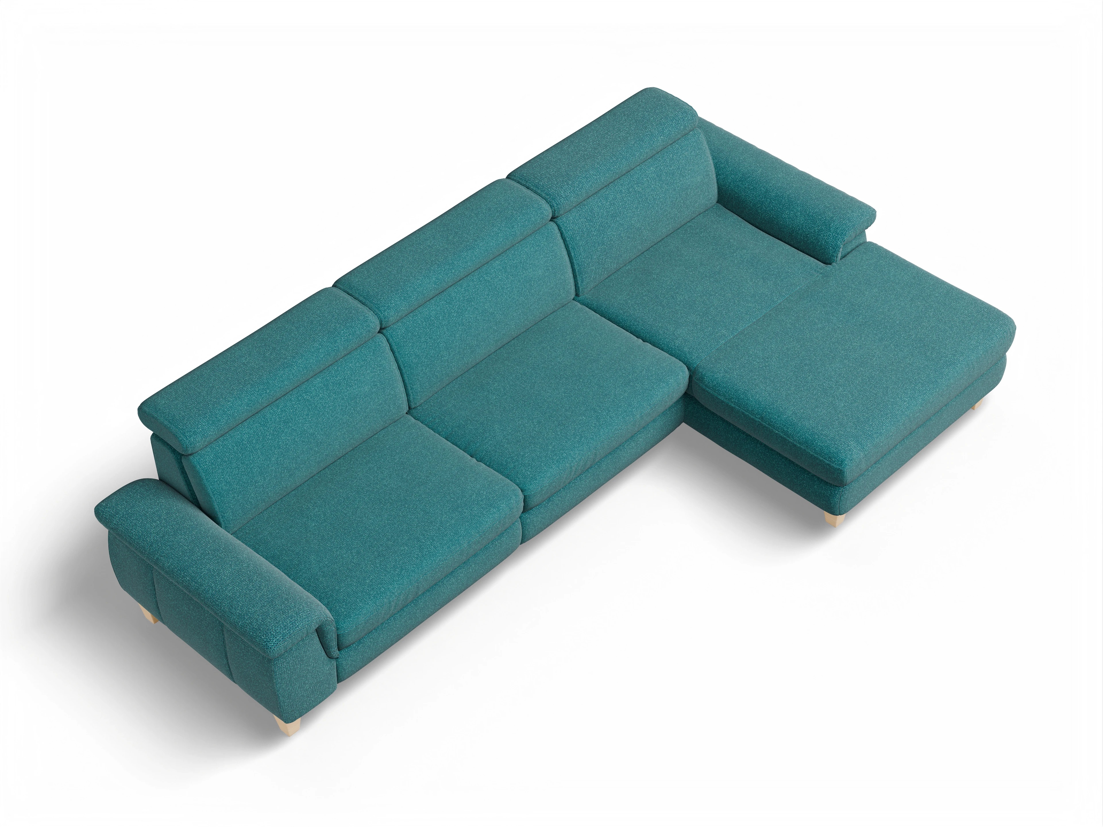 Ansicht des Produktes München Ecksofa rechts Abschluss offen in Stoff Blau