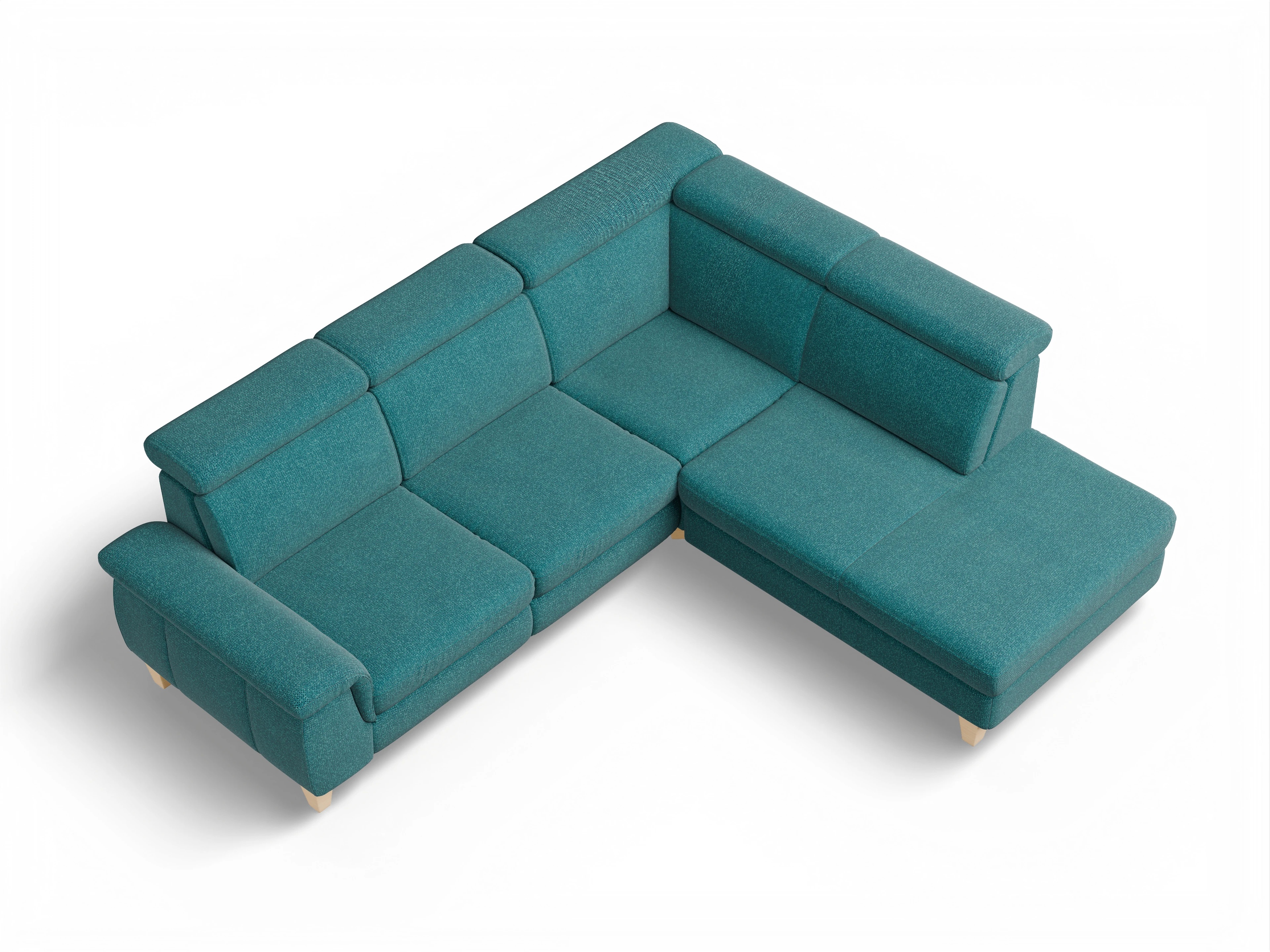 München 1AH WEkl Medium R Ansicht des Produktes München Ecksofa rechts Abschluss offen in Stoff Blau
