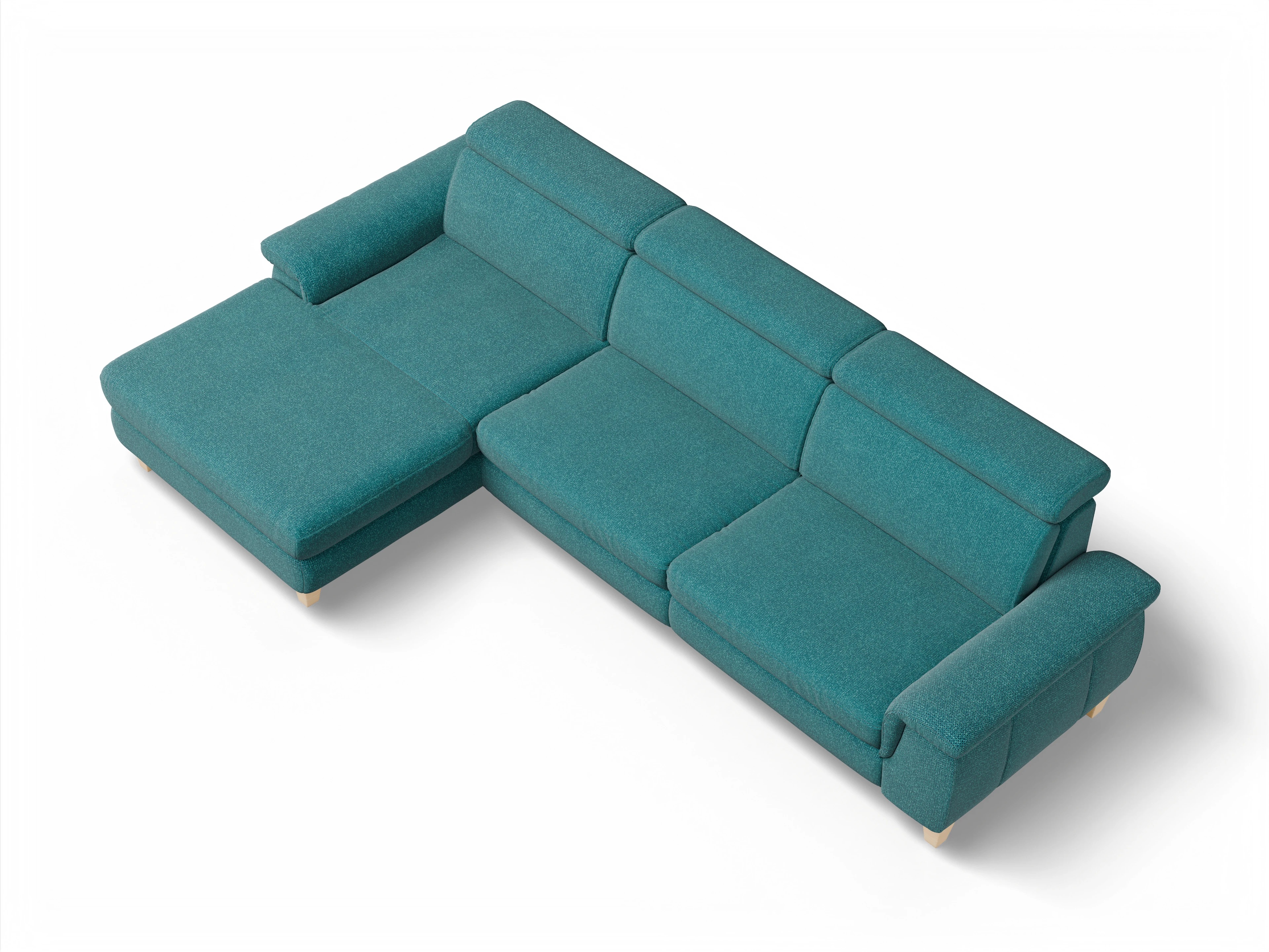 München LOgroß Large L Ansicht des Produktes München Ecksofa links Abschluss offen in Stoff Blau