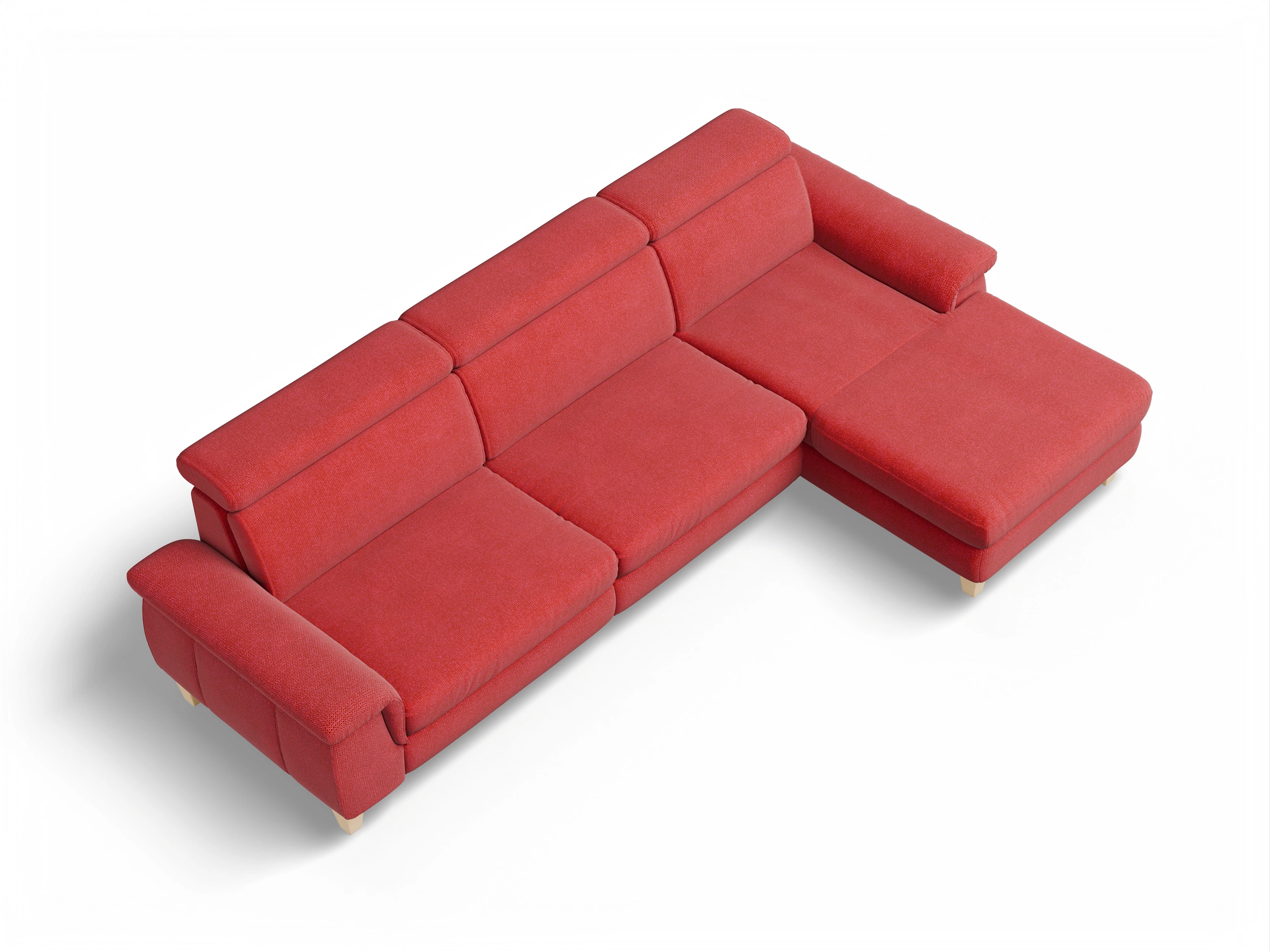 Ansicht des Produktes München Ecksofa rechts Abschluss offen in Stoff Rot