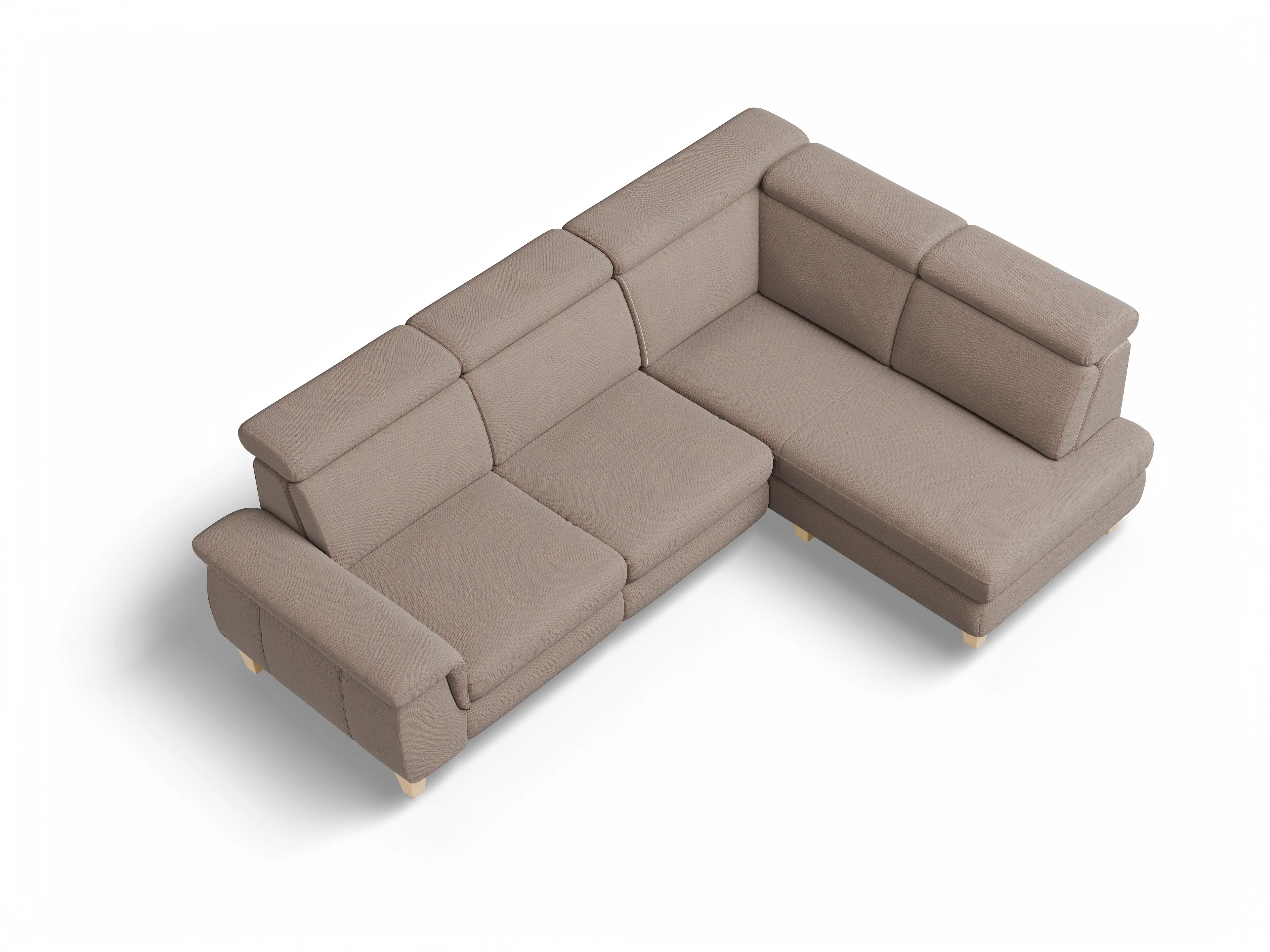 München KO Medium R Ansicht des Produktes München Ecksofa rechts Abschluss offen in Stoff Braun