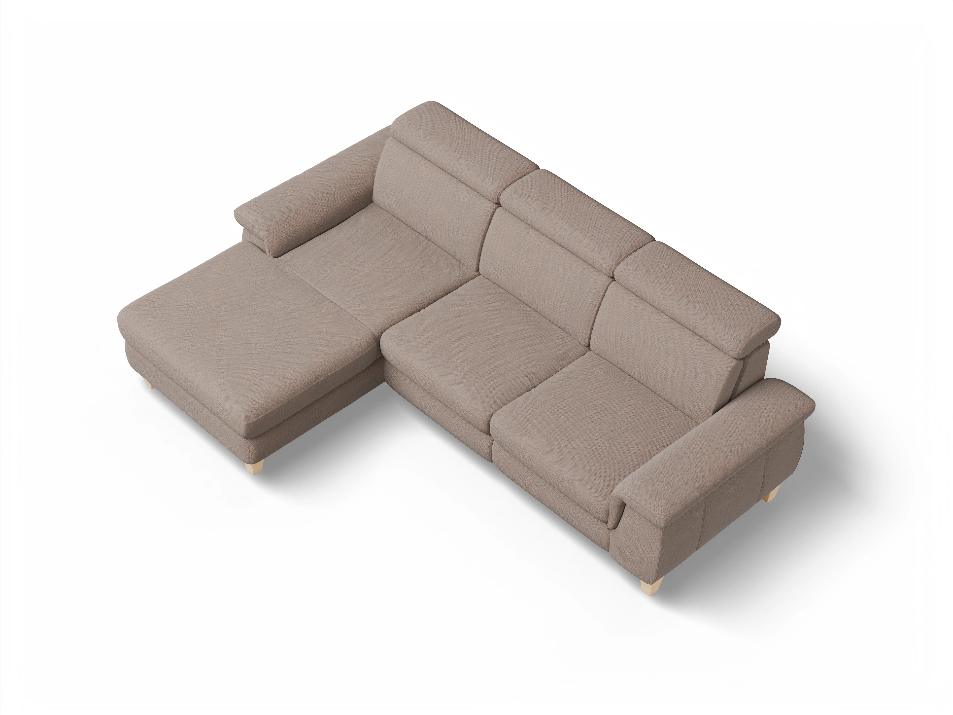 Ansicht des Produktes München Ecksofa links Abschluss offen in Stoff Braun
