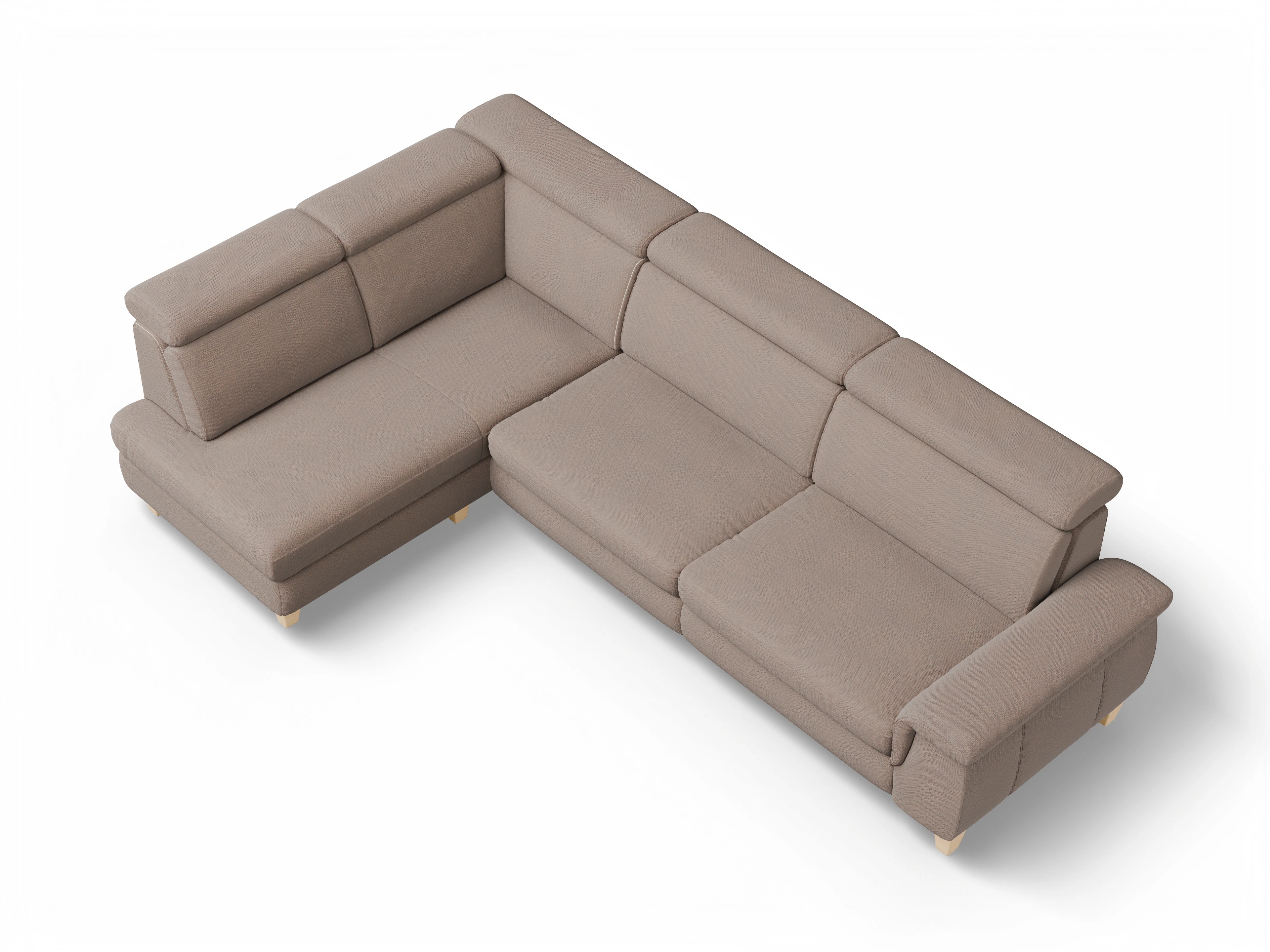 München KO Large L Ansicht des Produktes München Ecksofa links Abschluss offen in Stoff Braun