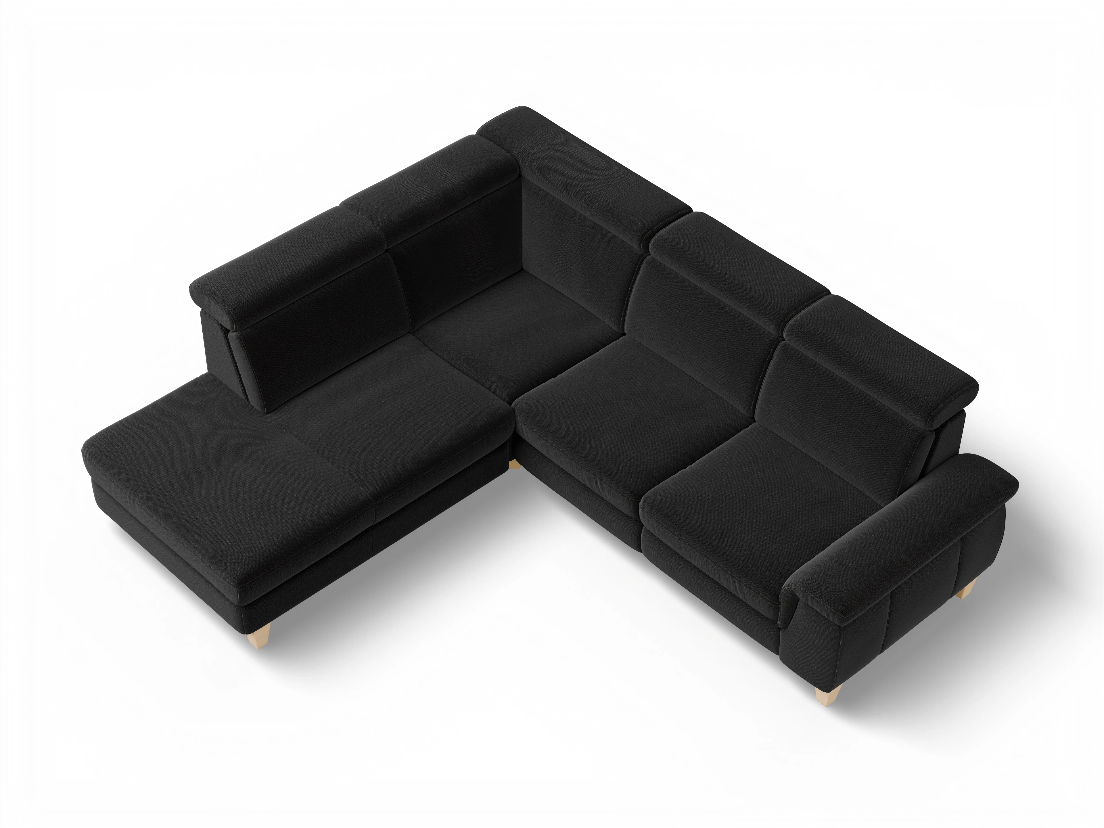 Ansicht des Produktes München Ecksofa links mit Armlehne in Stoff Schwarz