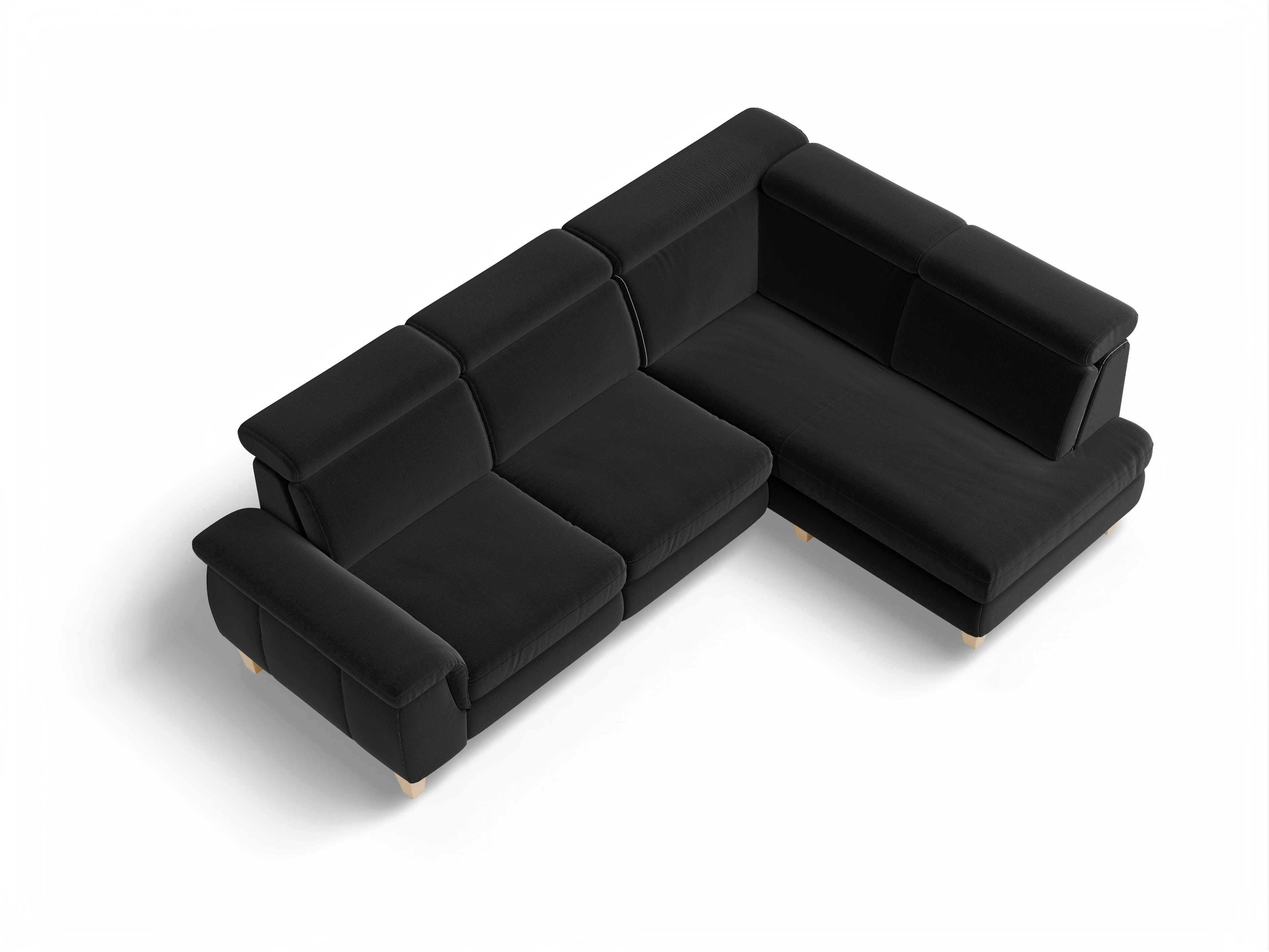 München KO Medium R Ansicht des Produktes München Ecksofa rechts Abschluss offen in Stoff Schwarz