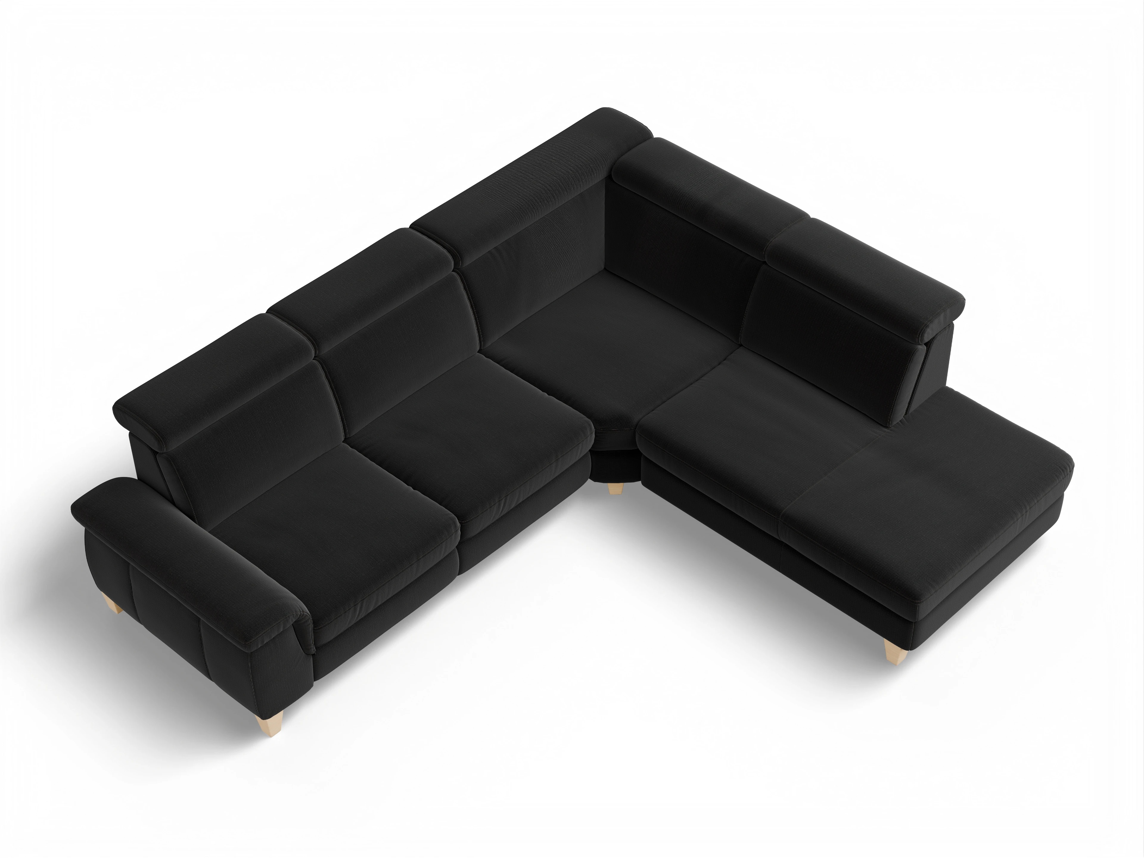 München 1Aho WE Small R Ansicht des Produktes München Ecksofa rechts Abschluss offen in Stoff Schwarz