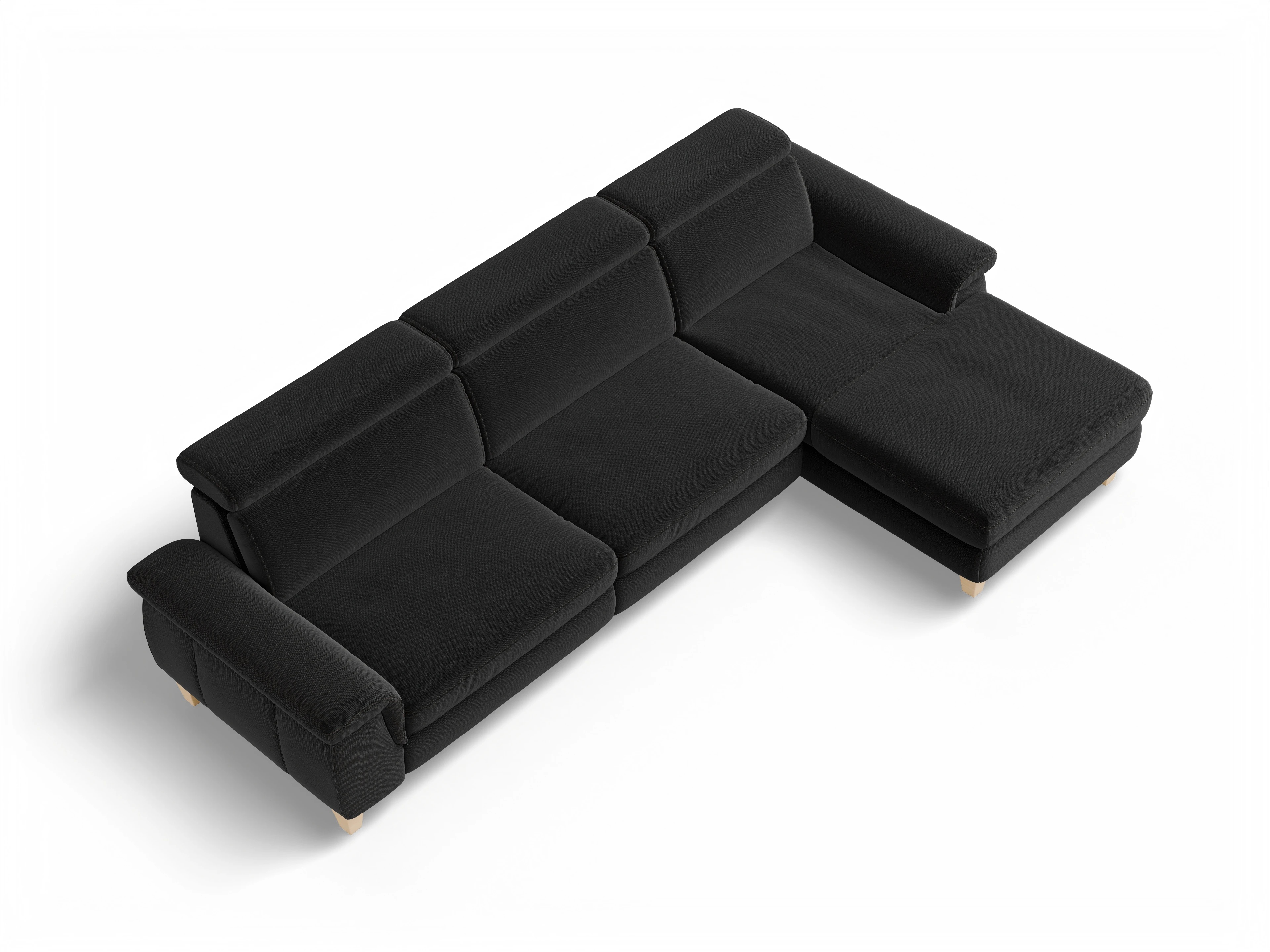 Ansicht des Produktes München Ecksofa rechts Abschluss offen in Stoff Schwarz