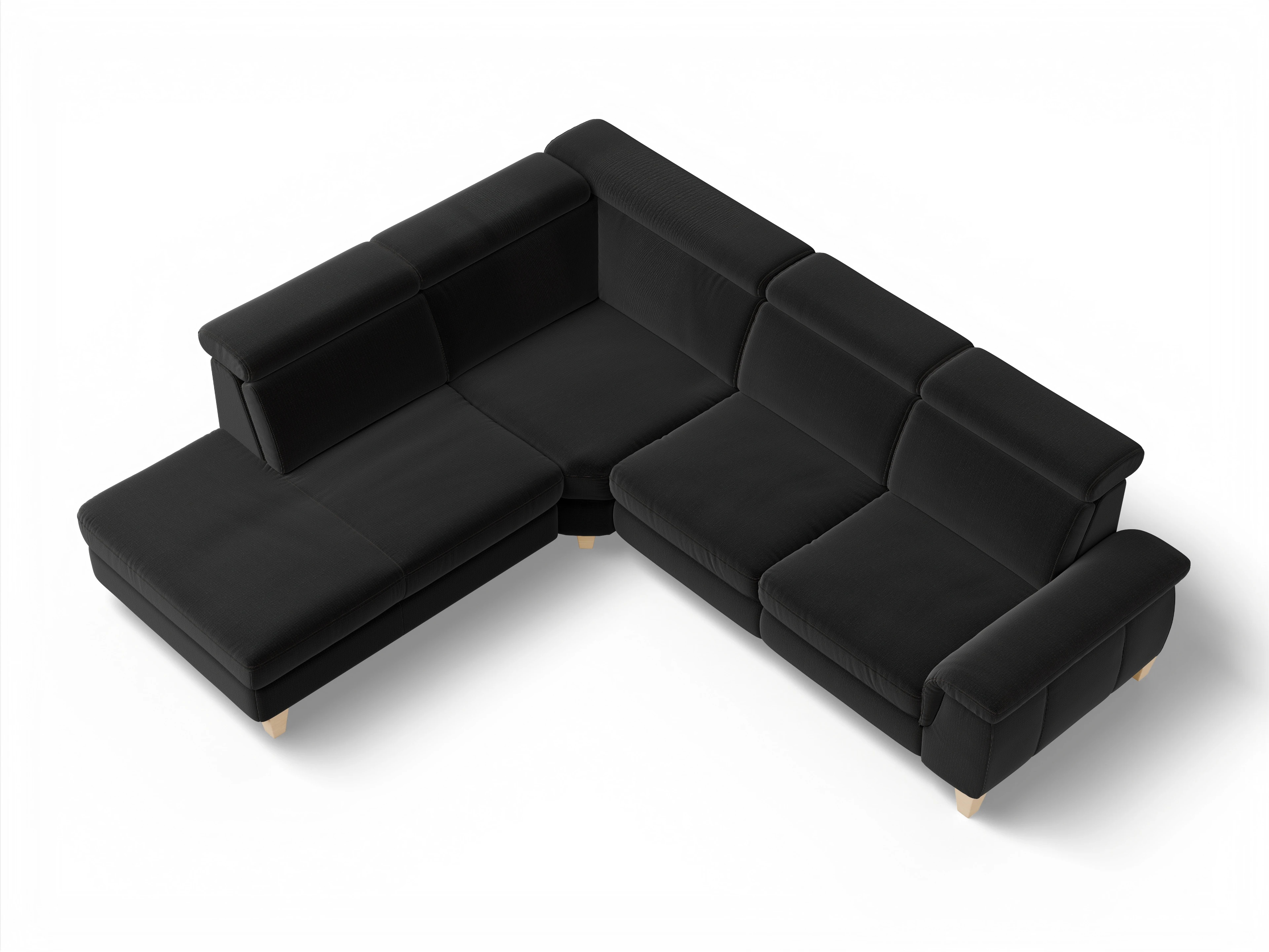 München 1Aho WE Small L Ansicht des Produktes München Ecksofa links Abschluss offen in Stoff Schwarz