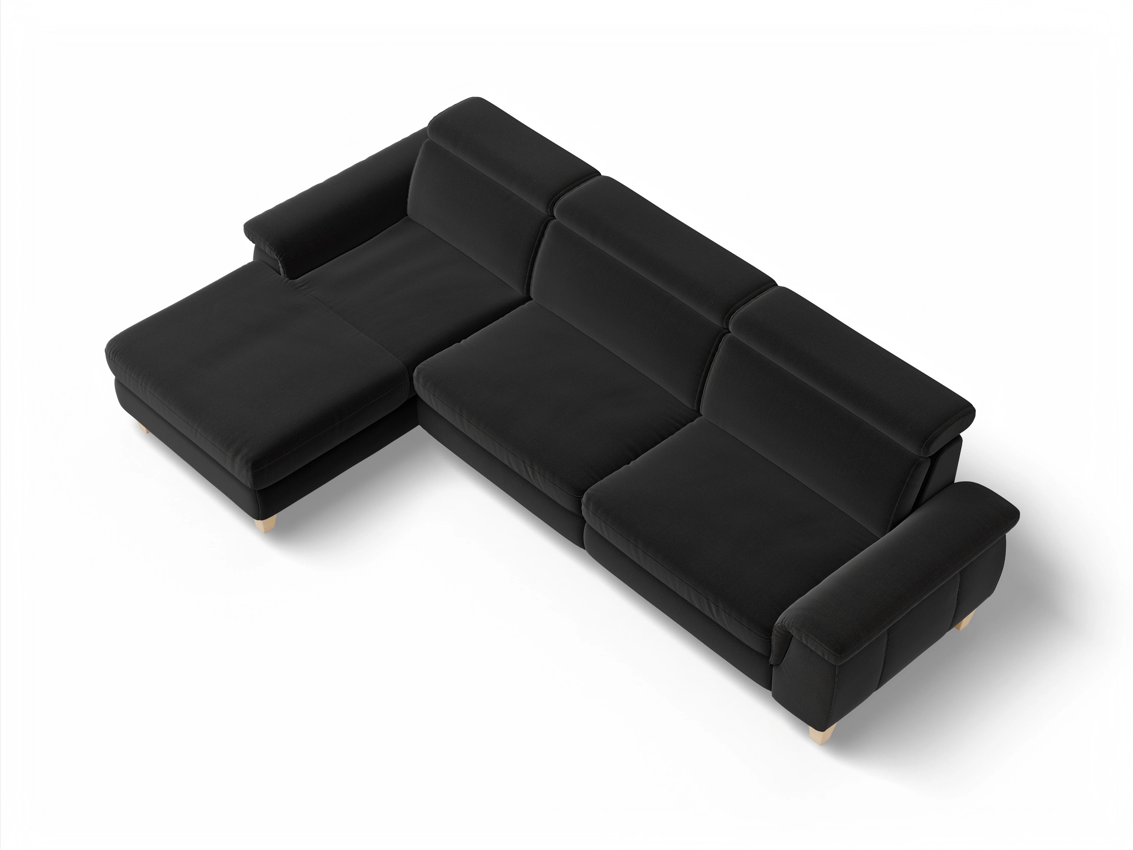 München LO Large L Ansicht des Produktes München Ecksofa links Abschluss offen in Stoff Schwarz