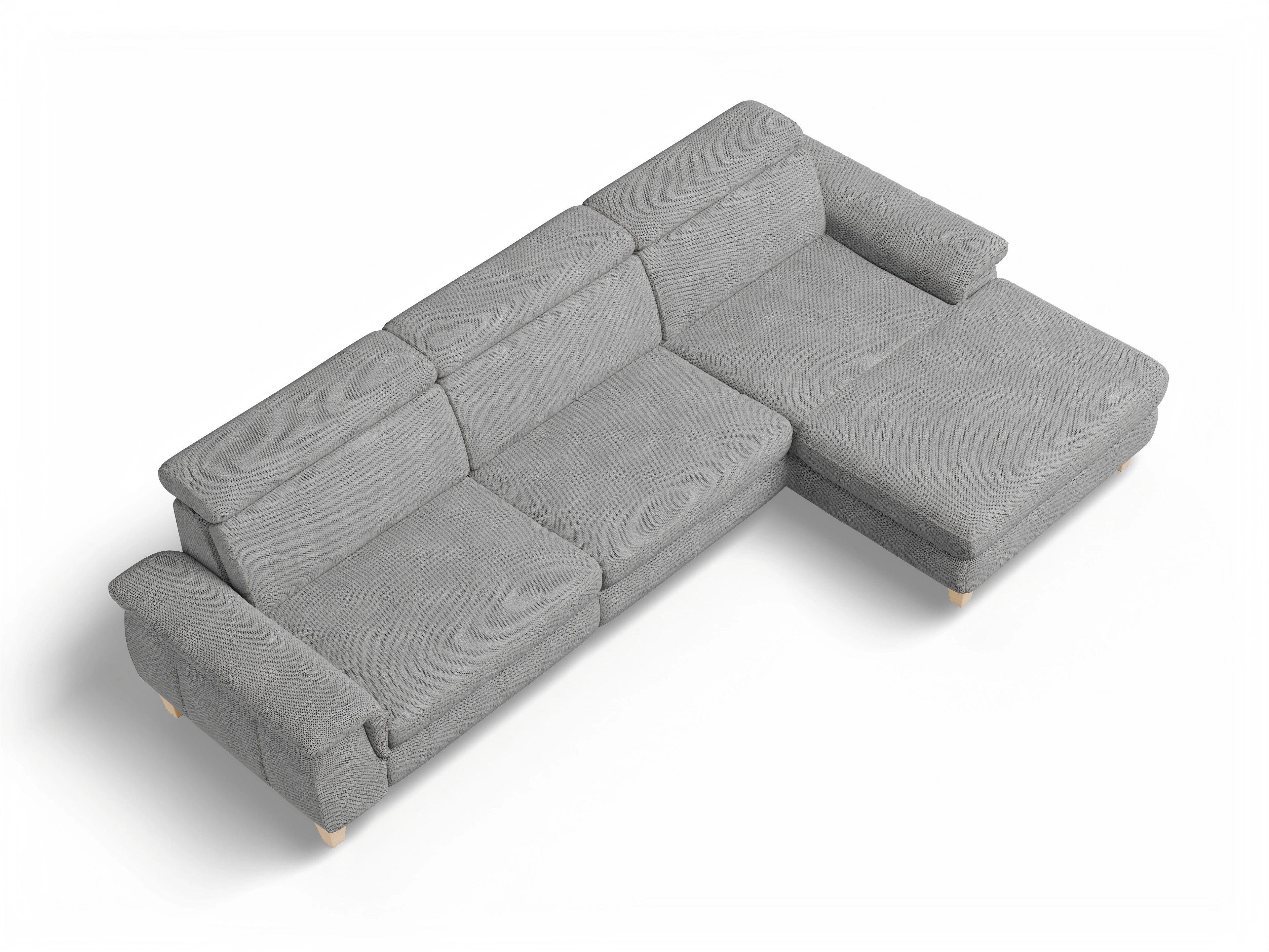 Ansicht des Produktes München Ecksofa rechts Abschluss offen in Stoff Grau