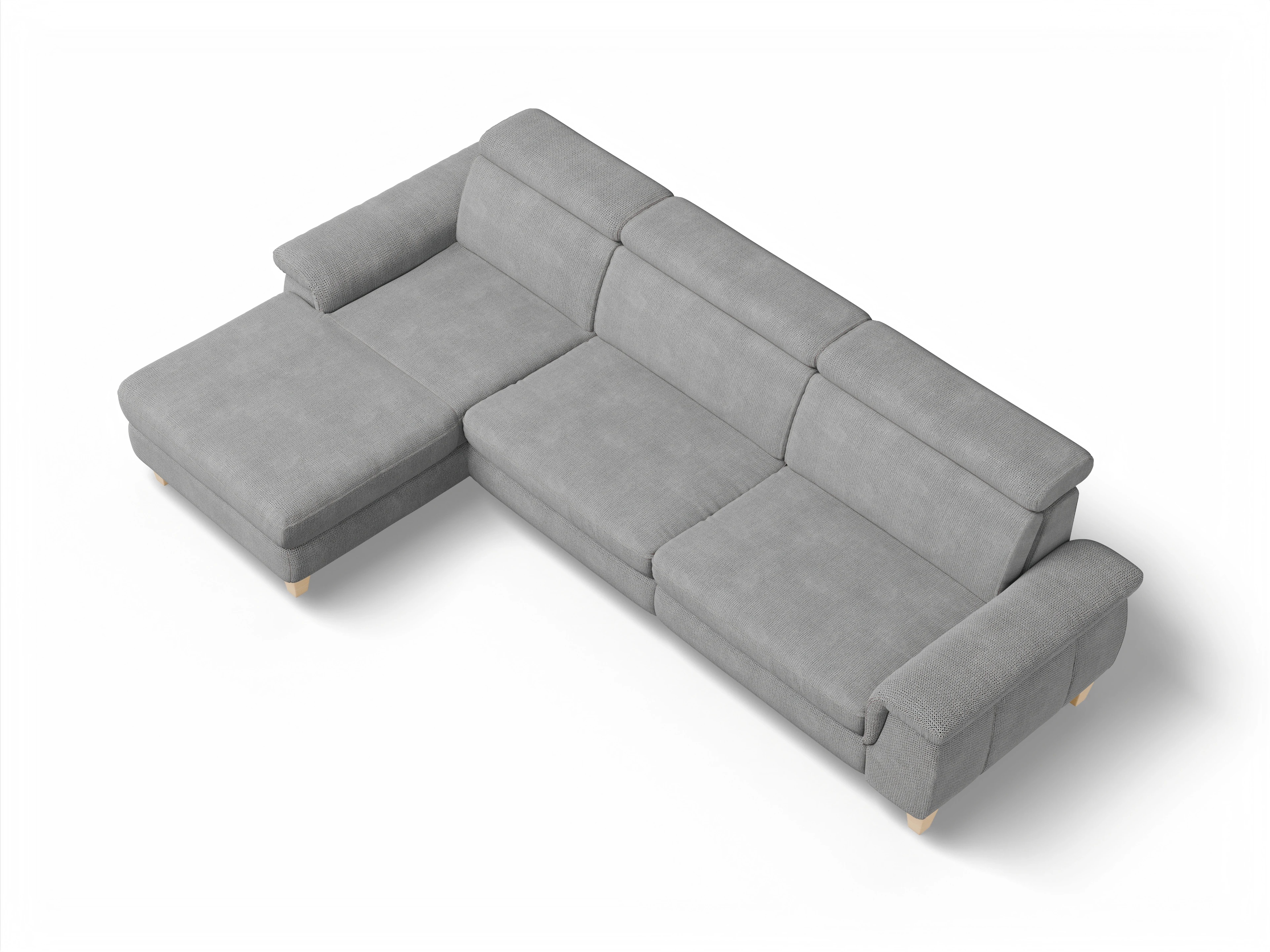 München LO Large L Ansicht des Produktes München Ecksofa links Abschluss offen in Stoff Grau