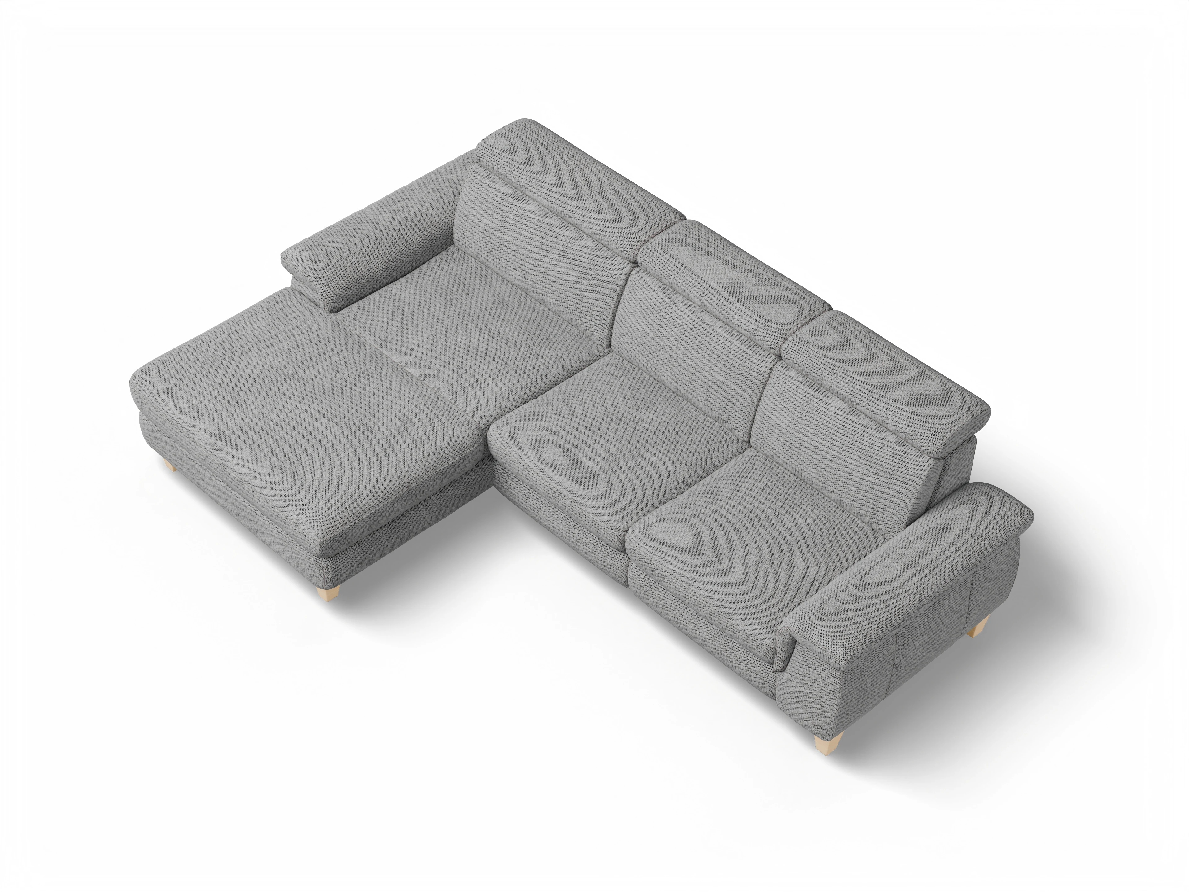 München LOgroß Medium L Ansicht des Produktes München Ecksofa links Abschluss offen in Stoff Grau
