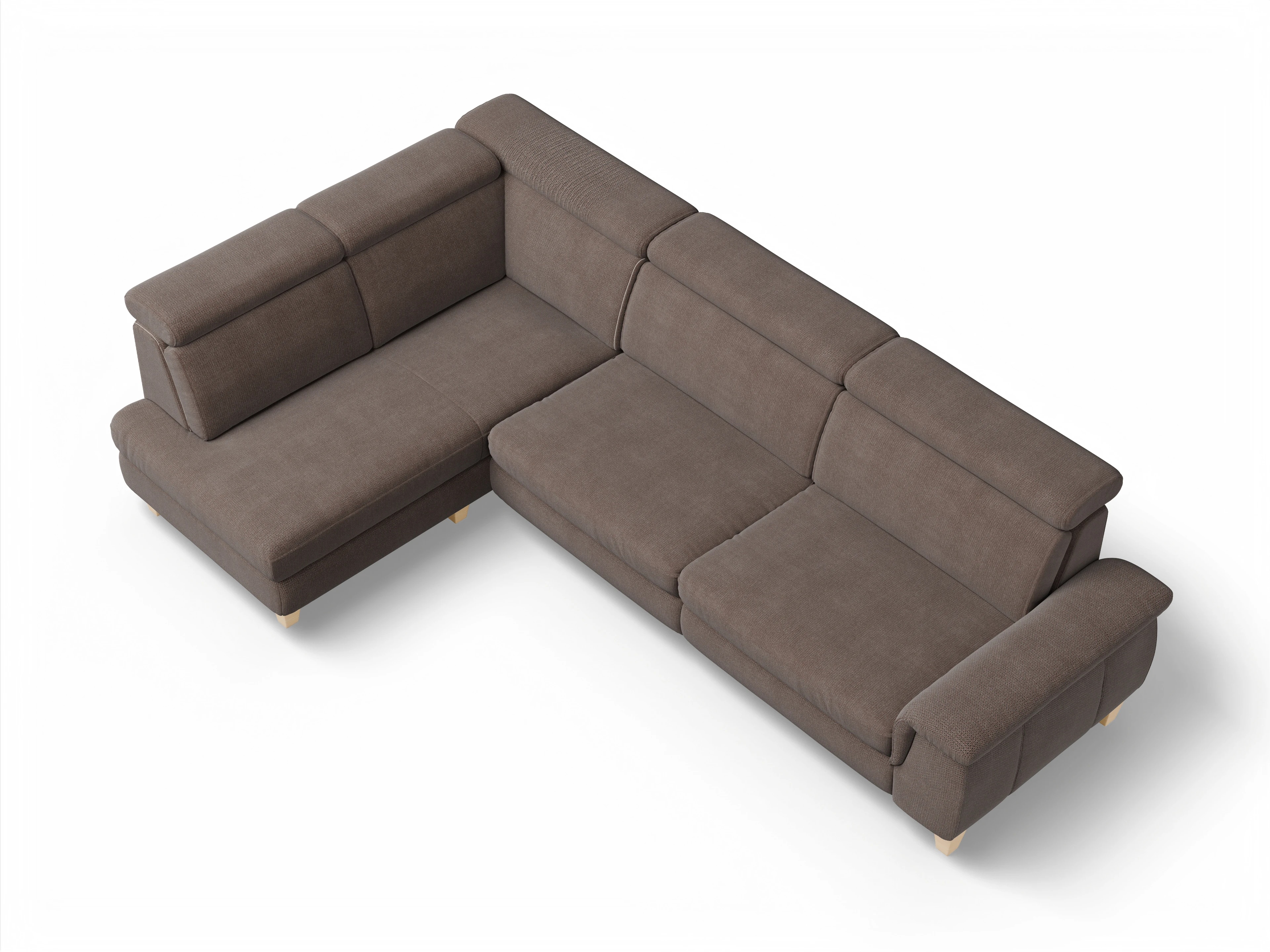 München KO Large L Ansicht des Produktes München Ecksofa links Abschluss offen in Stoff Braun