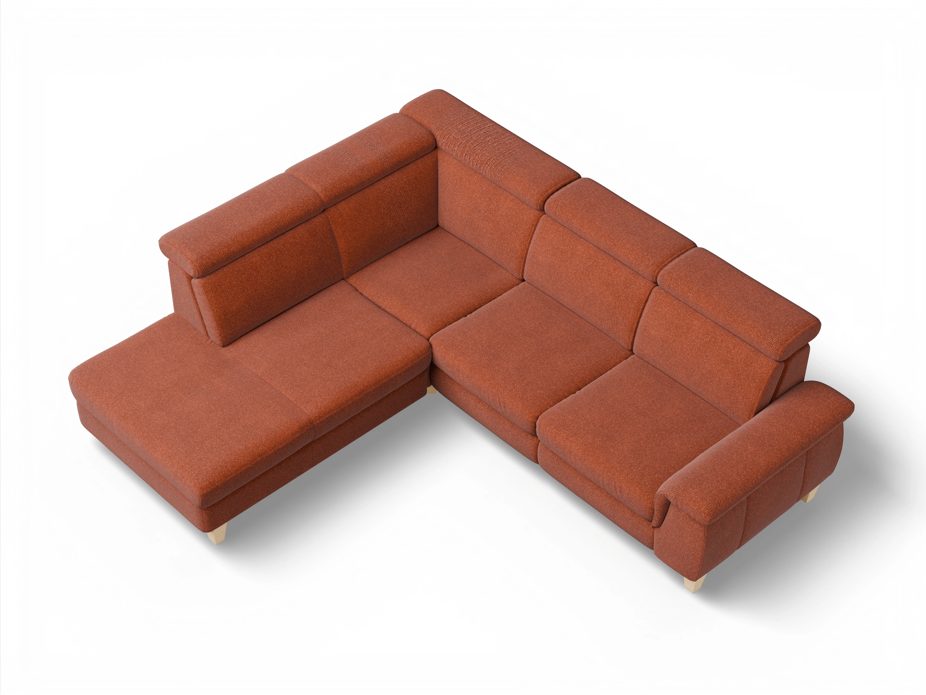 Ansicht des Produktes München Ecksofa links mit Armlehne in Stoff Rot