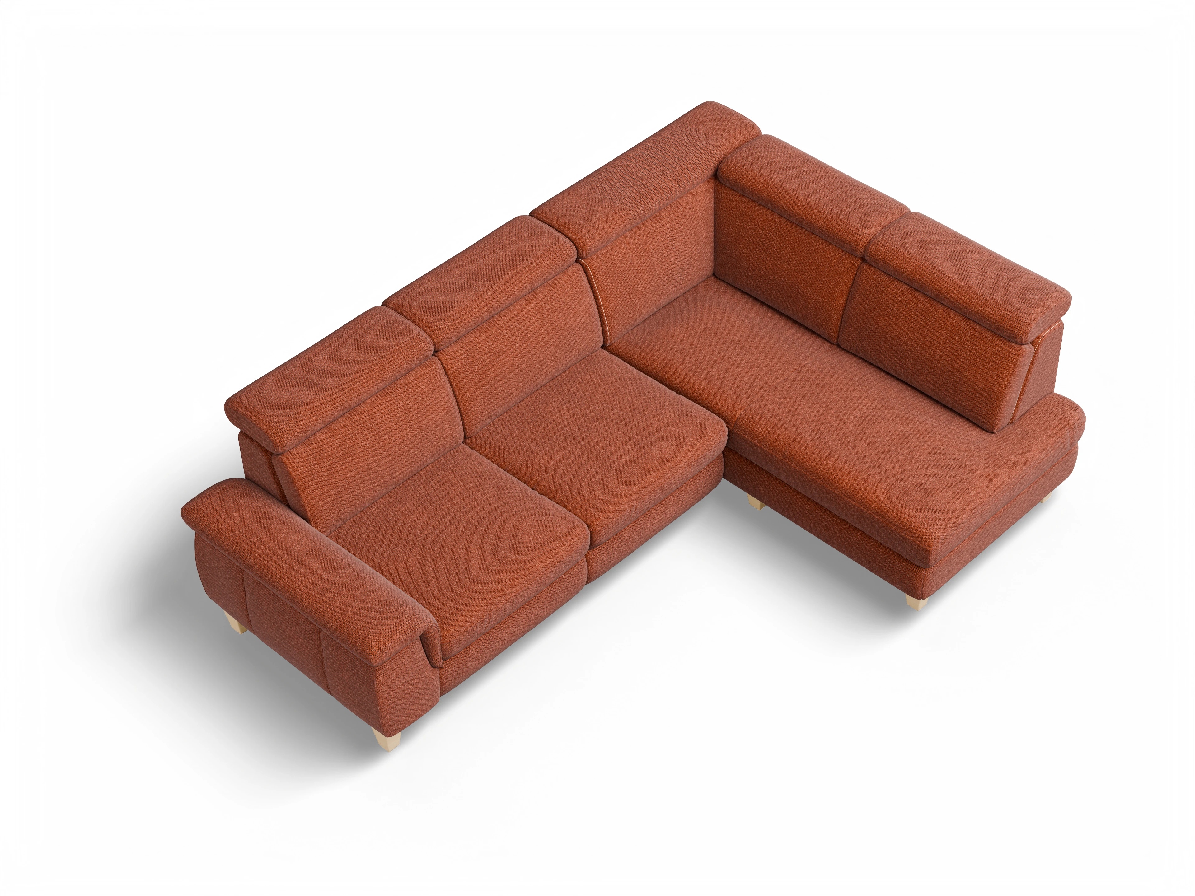 München KO Medium R Ansicht des Produktes München Ecksofa rechts Abschluss offen in Stoff Rot