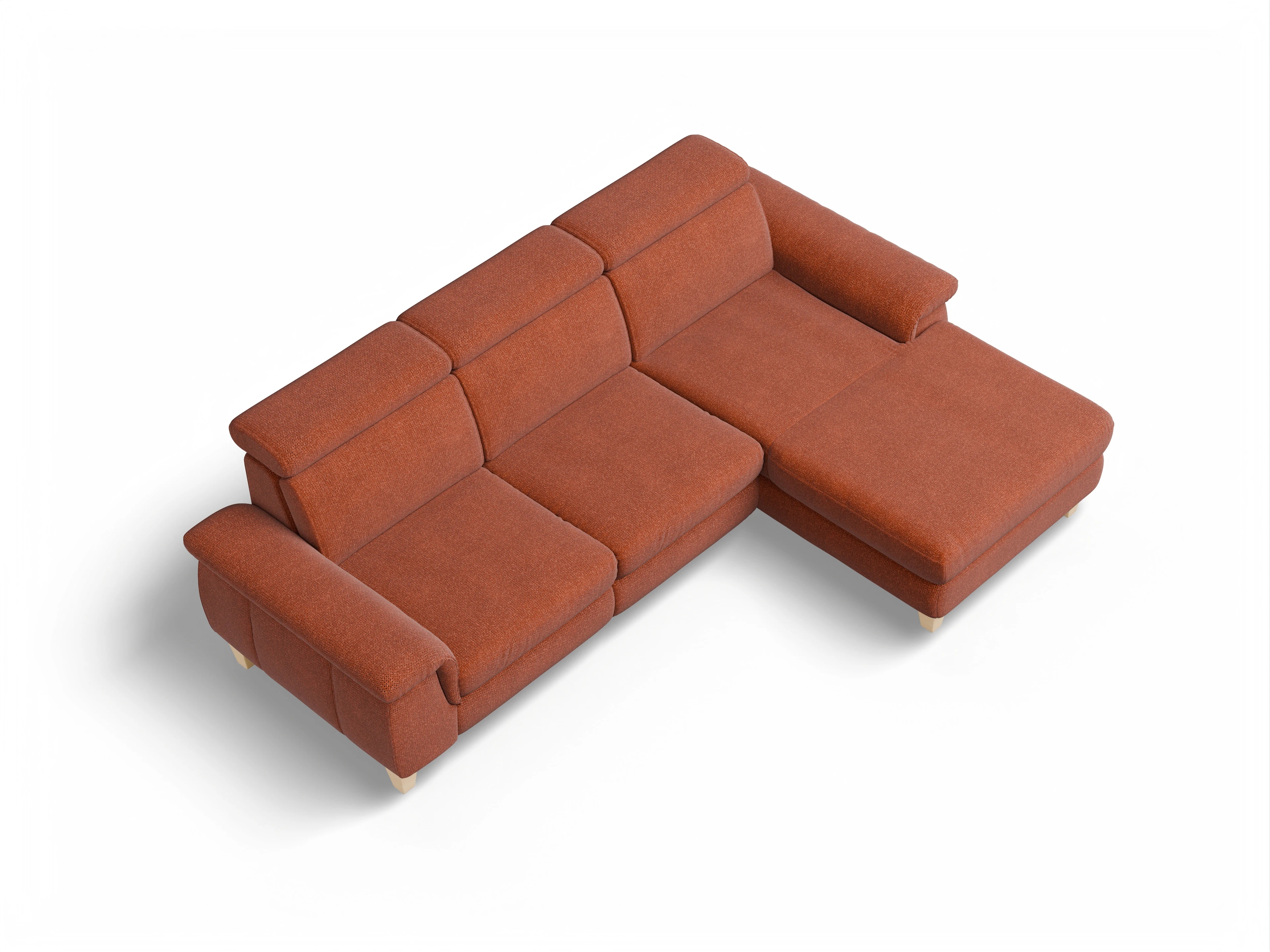 Ansicht des Produktes München Ecksofa rechts Abschluss offen in Stoff Rot