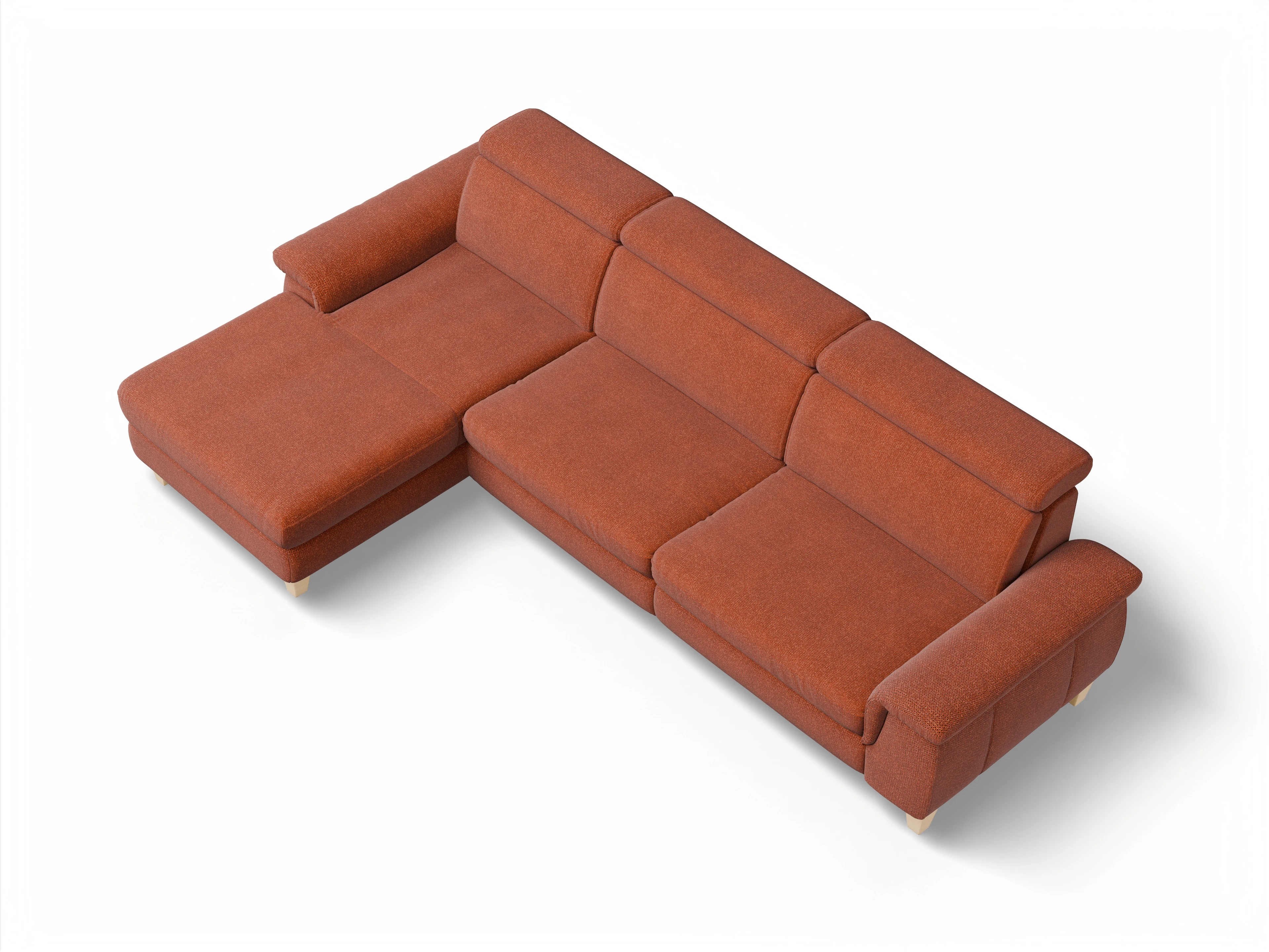 München LO Large L Ansicht des Produktes München Ecksofa links Abschluss offen in Stoff Rot