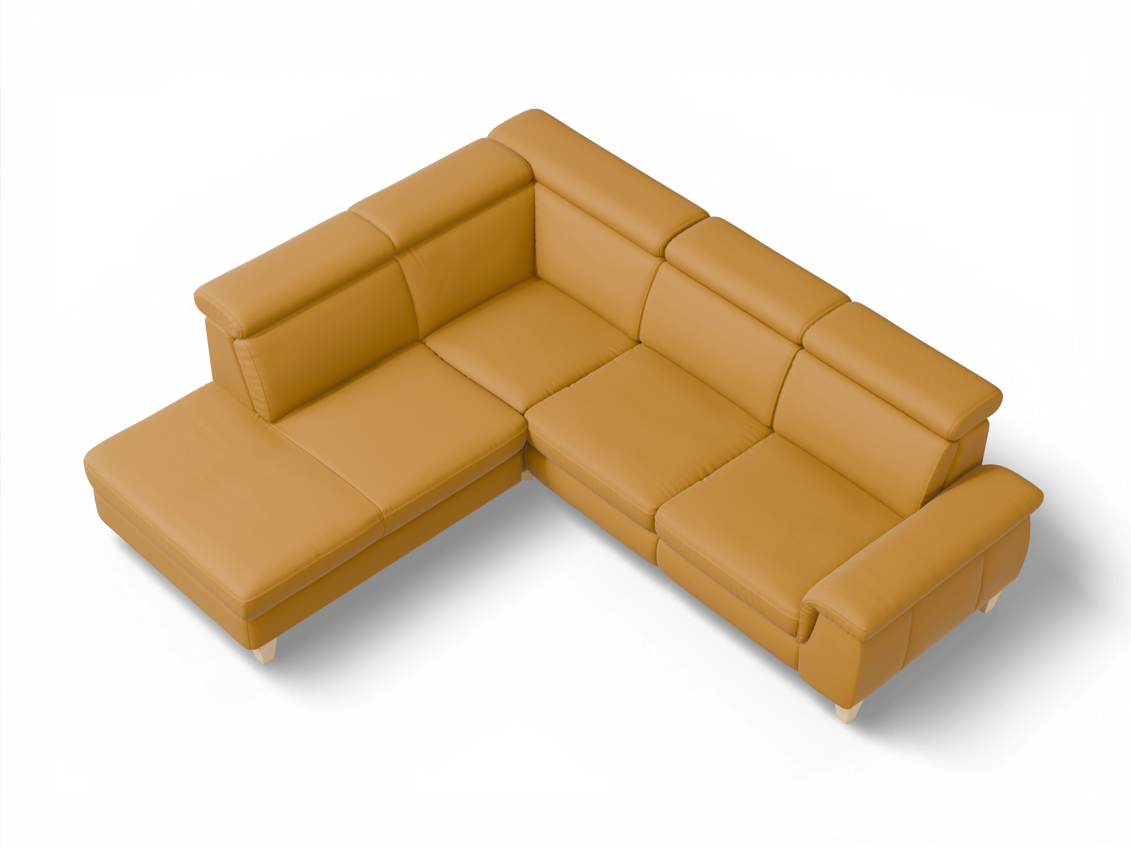 Ansicht des Produktes München Ecksofa links mit Armlehne in Leder Gelb