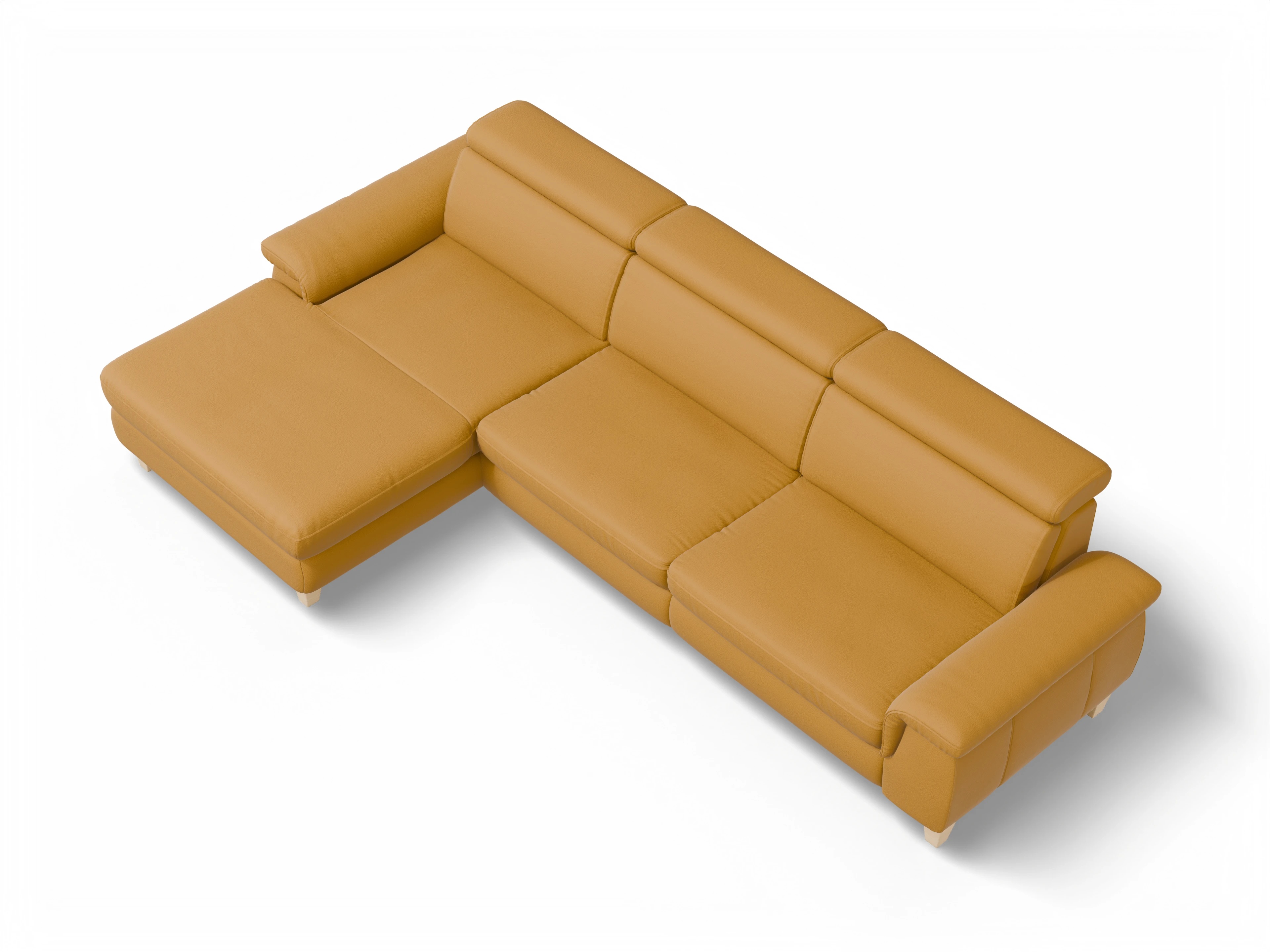 Ansicht des Produktes München Ecksofa links Abschluss offen in Leder Gelb