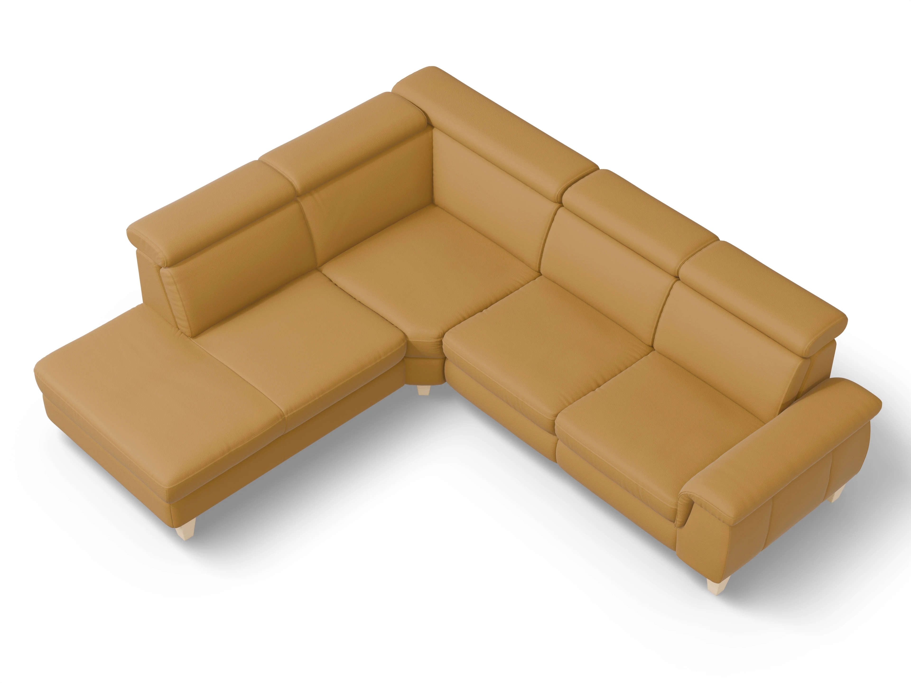 München 1AH WE Medium L Ansicht des Produktes München Ecksofa links Abschluss offen in Leder Gelb