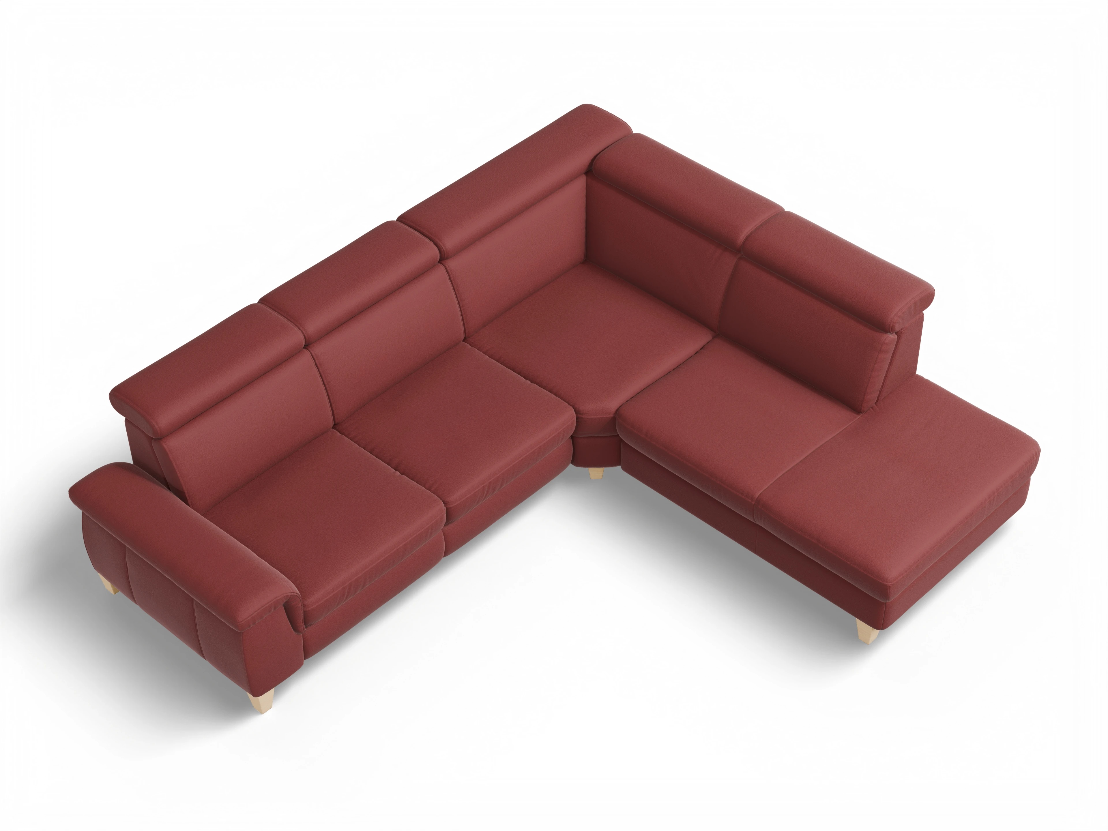 Ansicht des Produktes München Ecksofa rechts Abschluss offen in Leder Rot