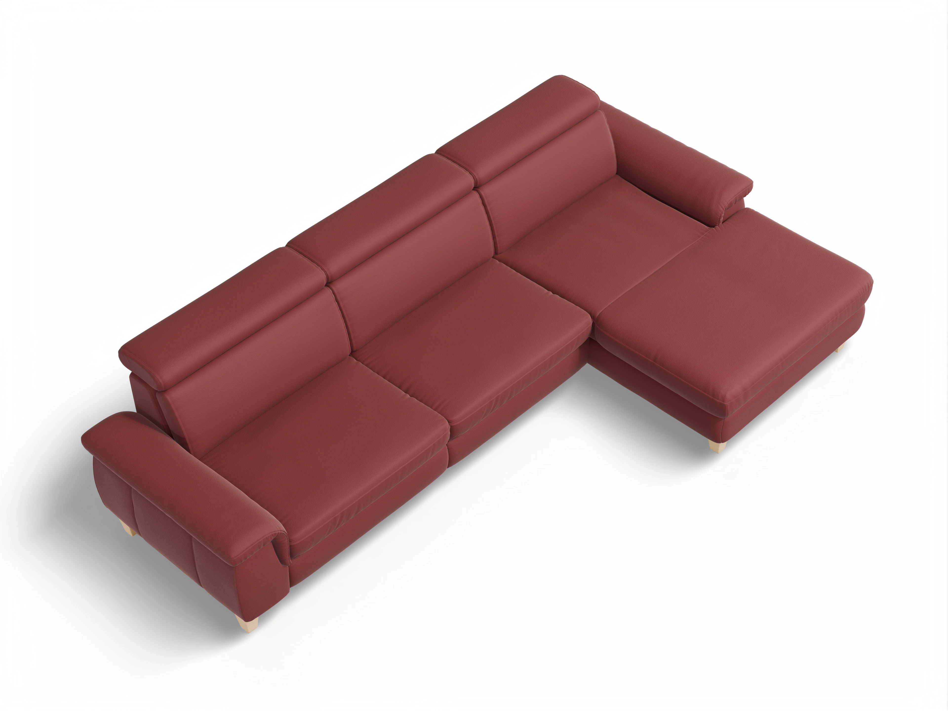 Ansicht des Produktes München Ecksofa rechts Abschluss offen in Leder Rot