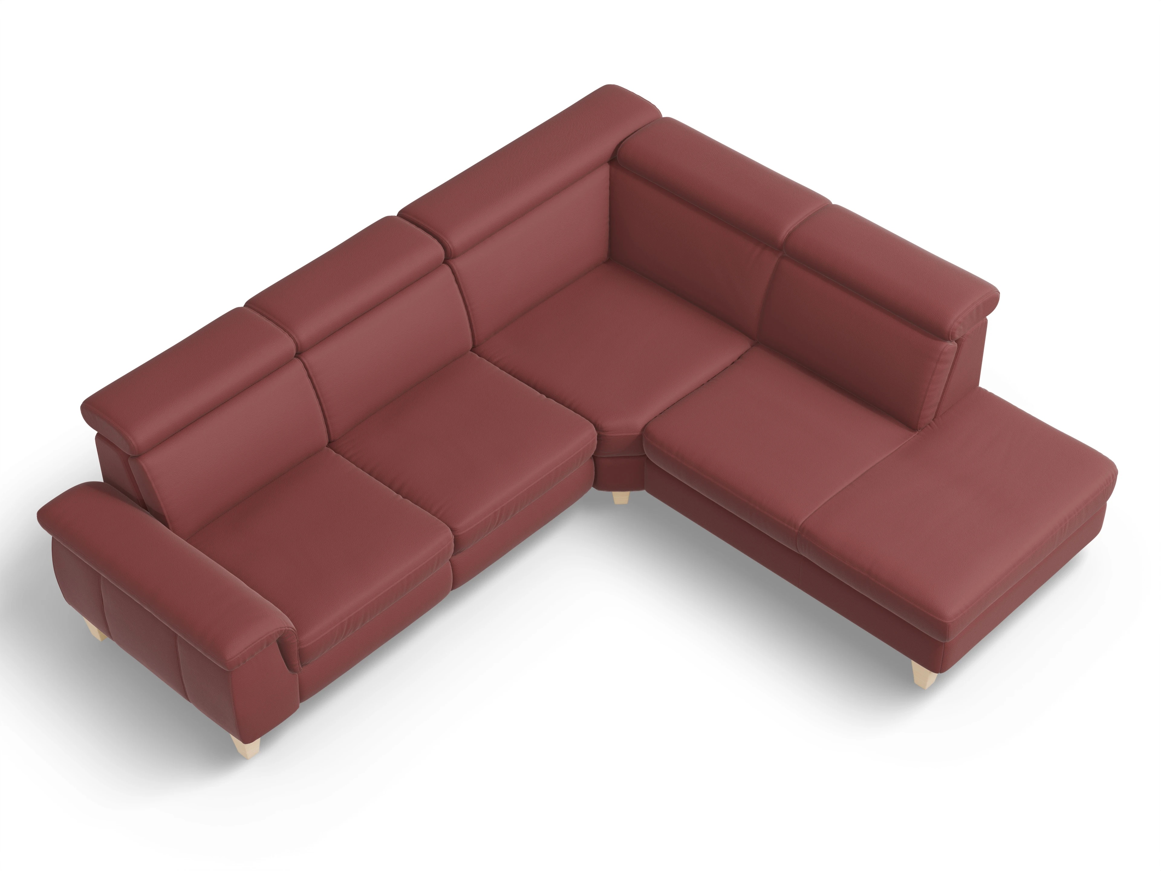 München 1AH WE Medium R Ansicht des Produktes München Ecksofa rechts Abschluss offen in Leder Rot