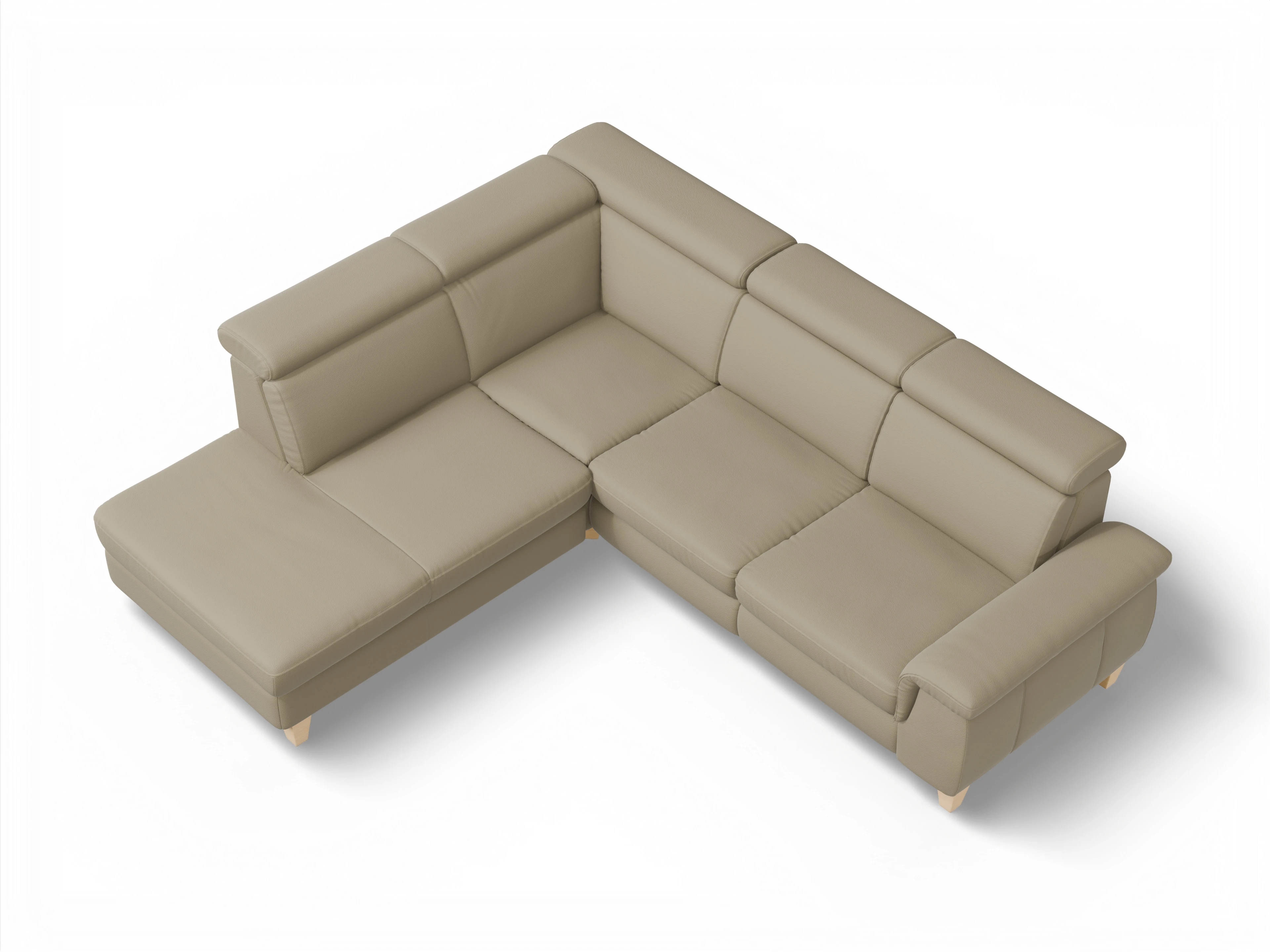 Ansicht des Produktes München Ecksofa links mit Armlehne in Leder Braun