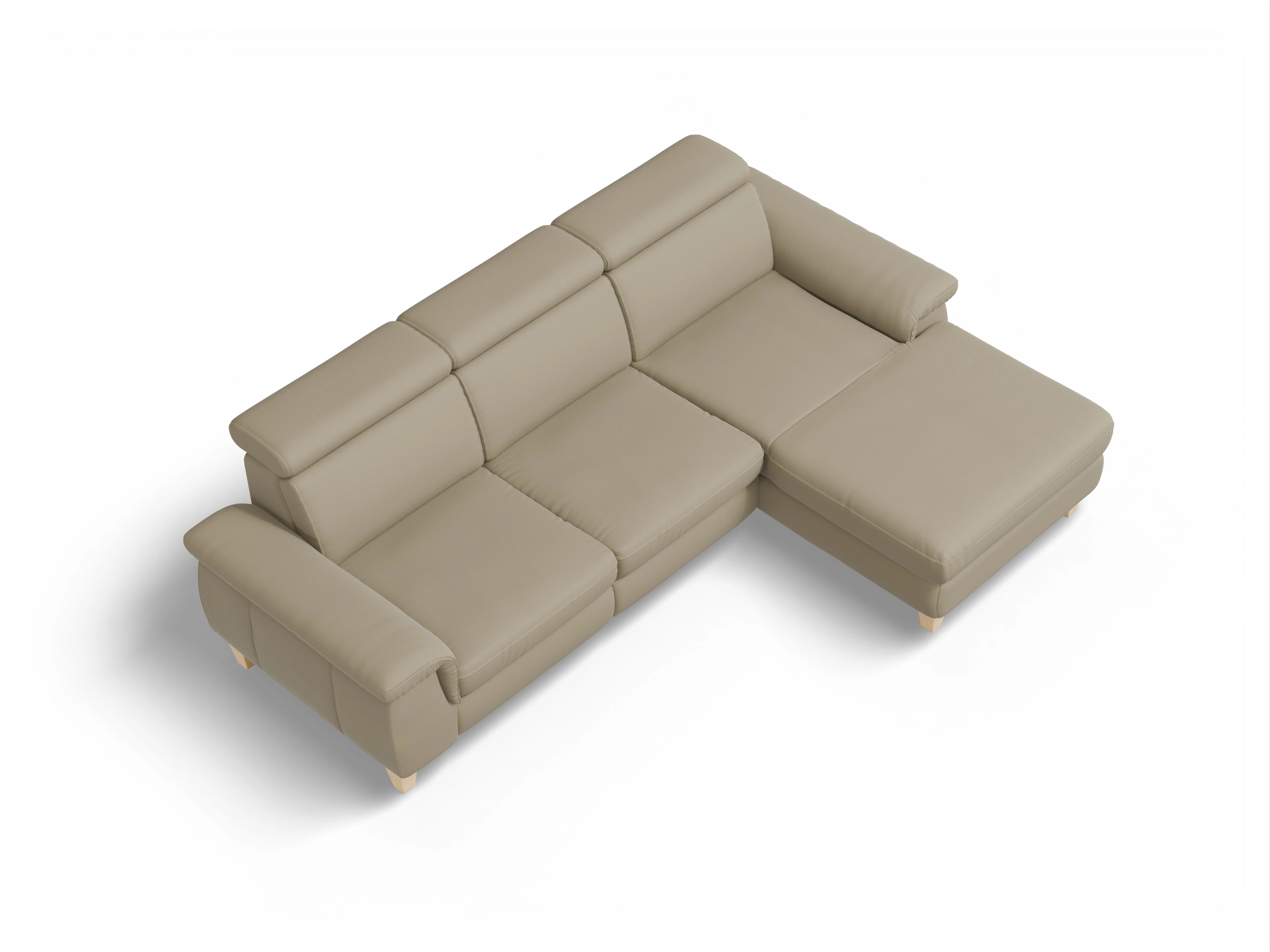Ansicht des Produktes München Ecksofa rechts Abschluss offen in Leder Braun