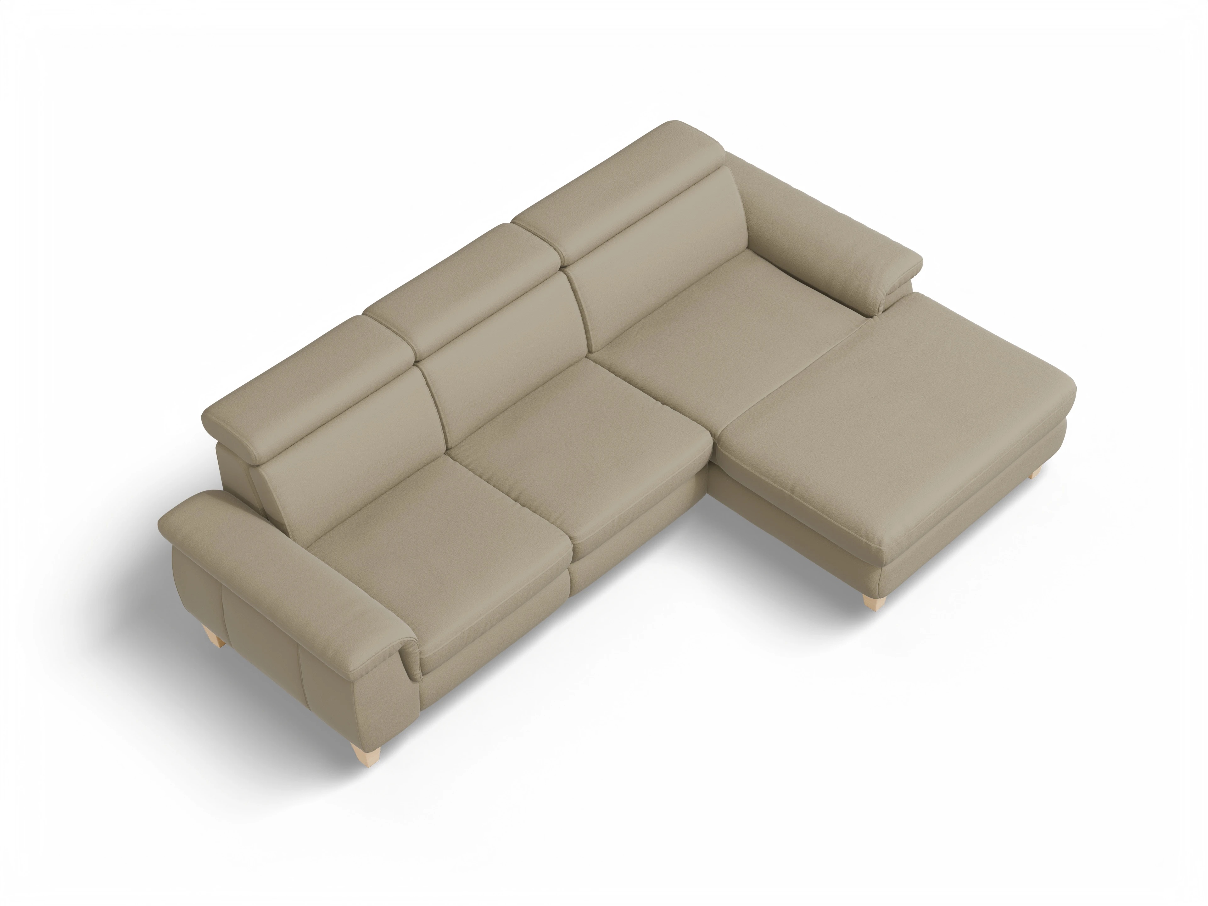 Ansicht des Produktes München Ecksofa rechts Abschluss offen in Leder Braun