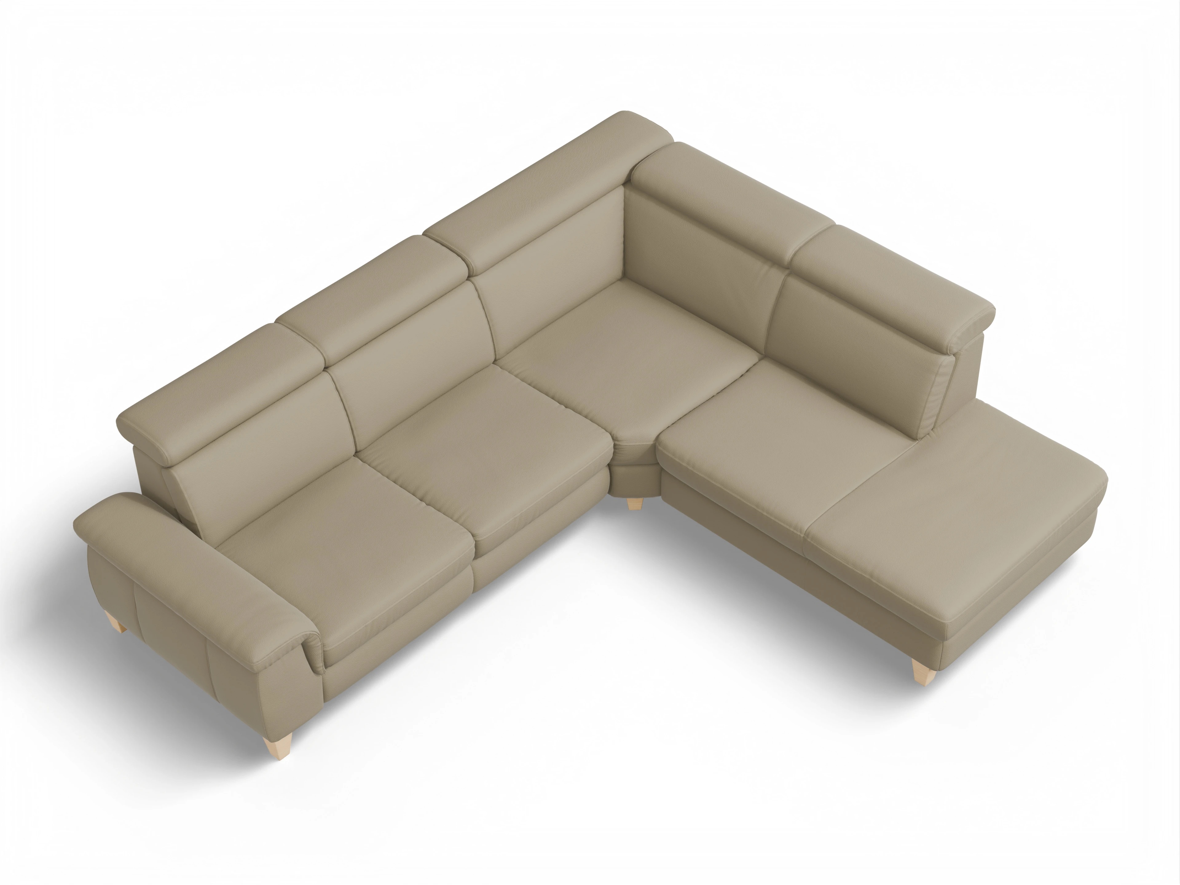 Ansicht des Produktes München Ecksofa rechts Abschluss offen in Leder Braun