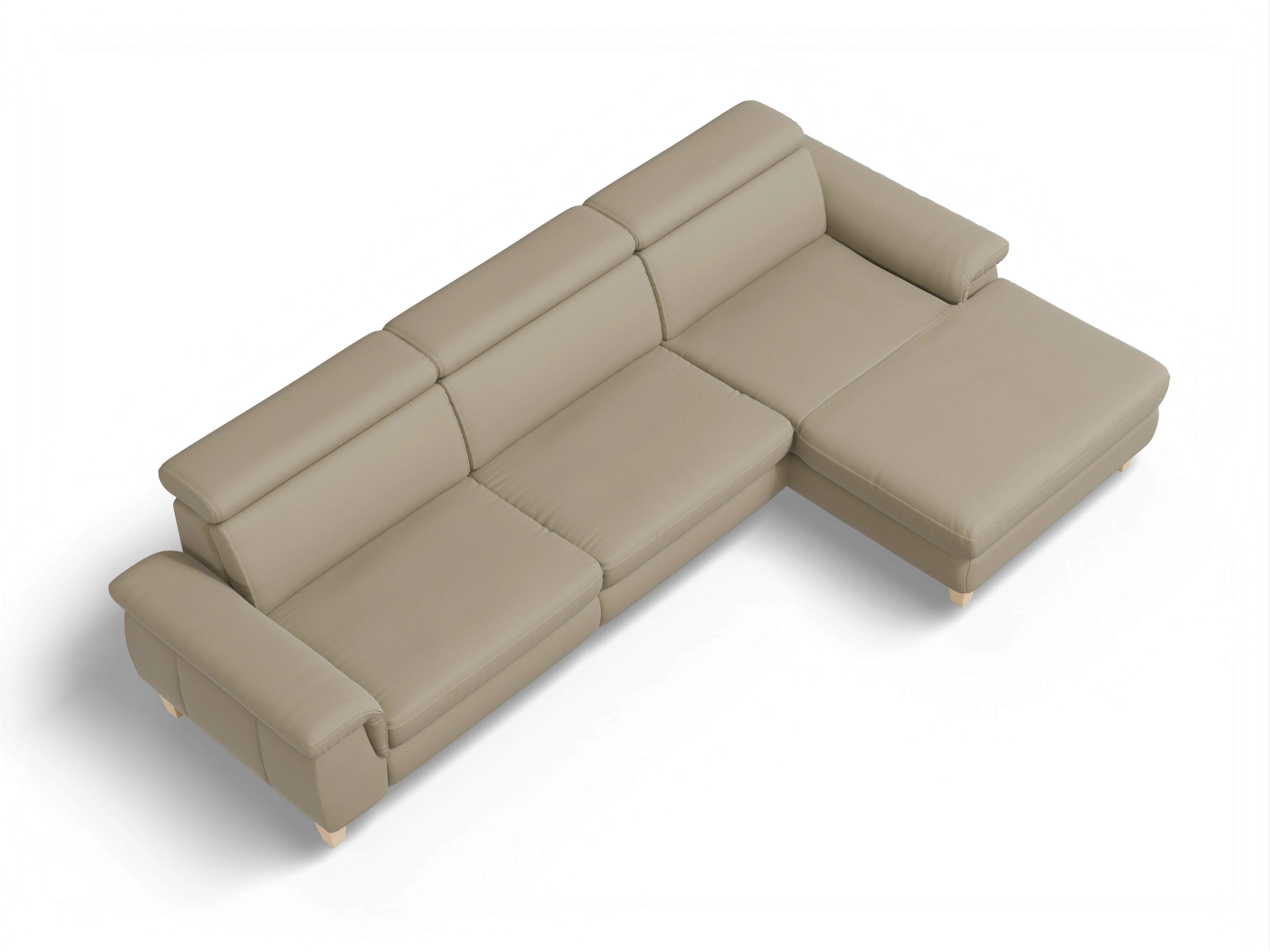 Ansicht des Produktes München Ecksofa rechts Abschluss offen in Leder Braun