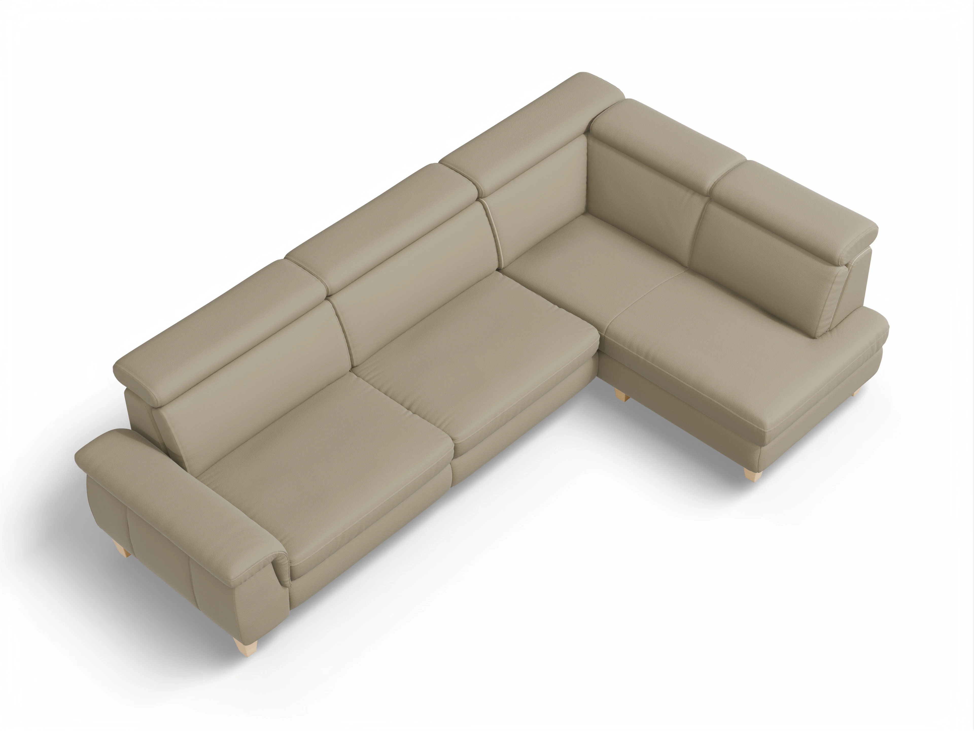 Ansicht des Produktes München Ecksofa rechts Abschluss offen in Leder Braun