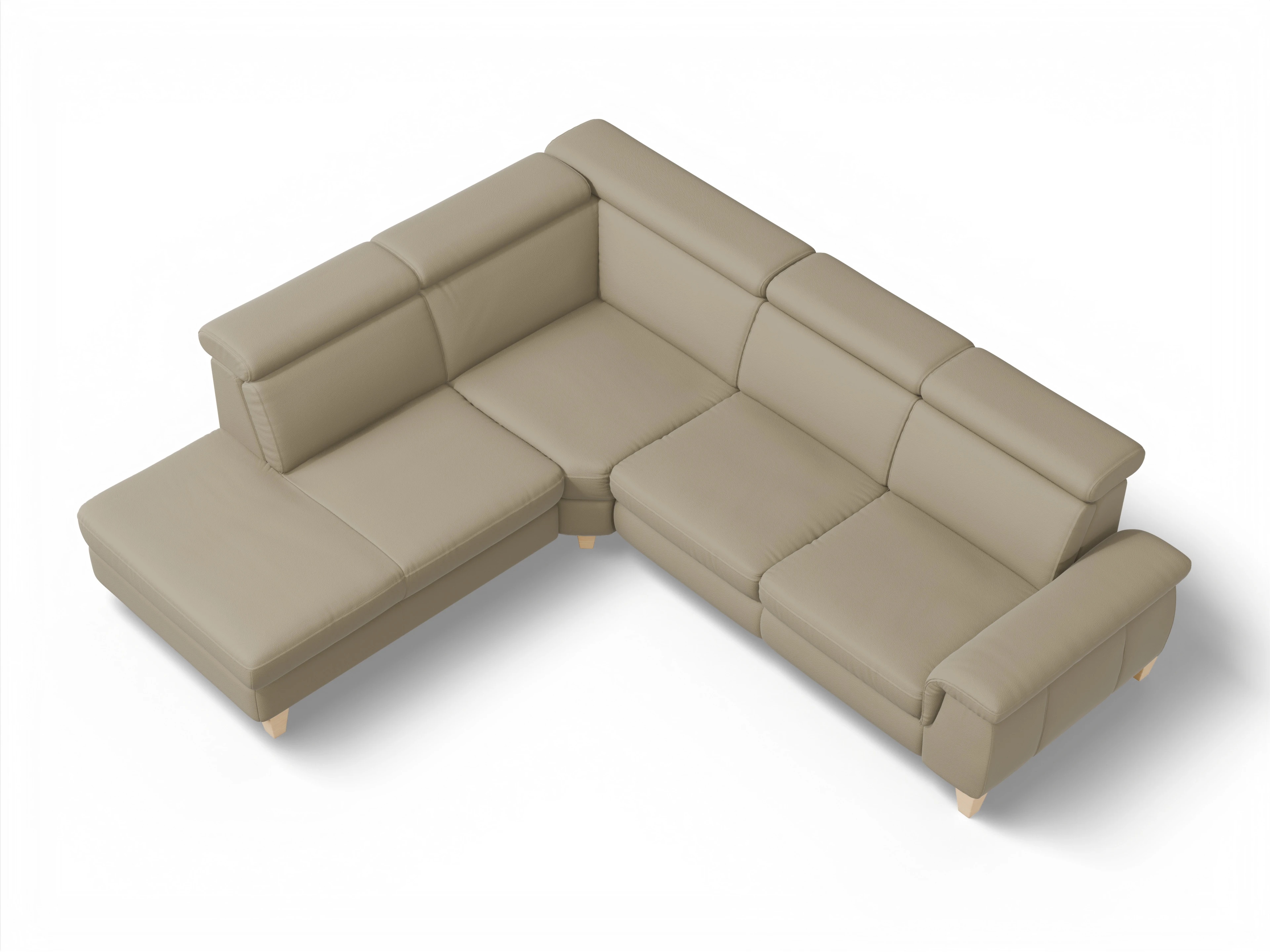München 1Aho WE Small L Ansicht des Produktes München Ecksofa links Abschluss offen in Leder Braun