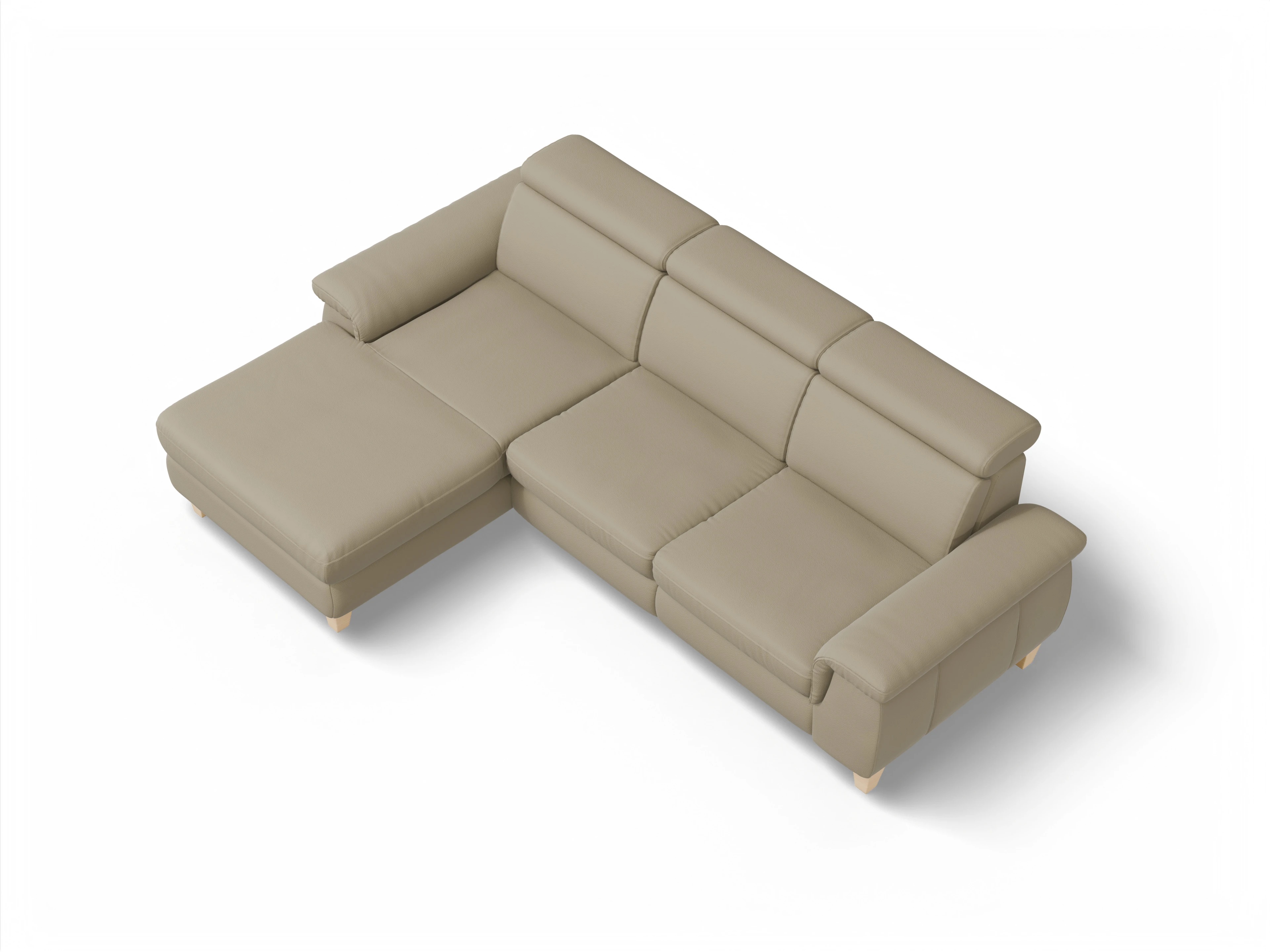 München LO Medium L Ansicht des Produktes München Ecksofa links Abschluss offen in Leder Braun