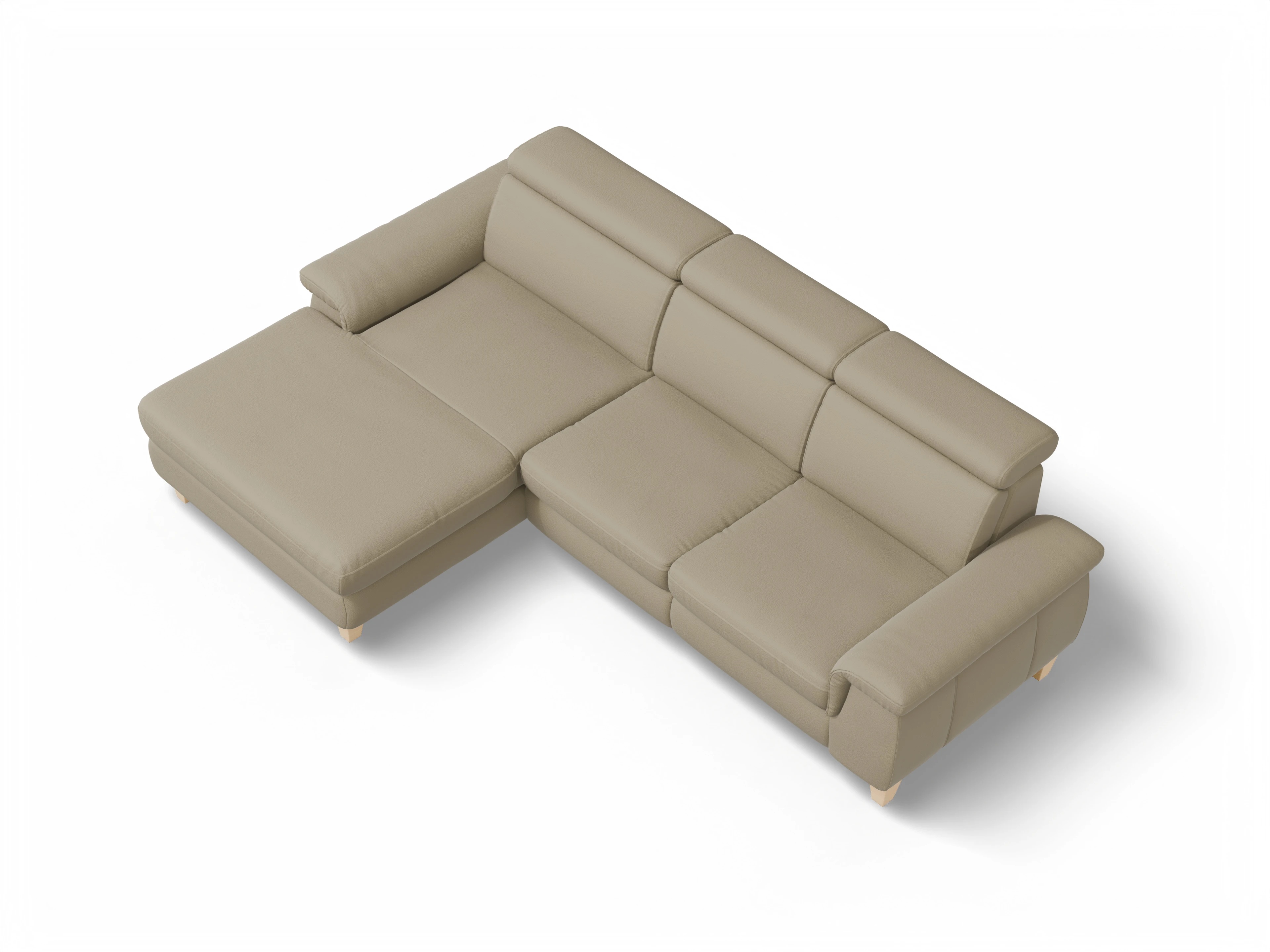 München LOgroß Medium L Ansicht des Produktes München Ecksofa links Abschluss offen in Leder Braun
