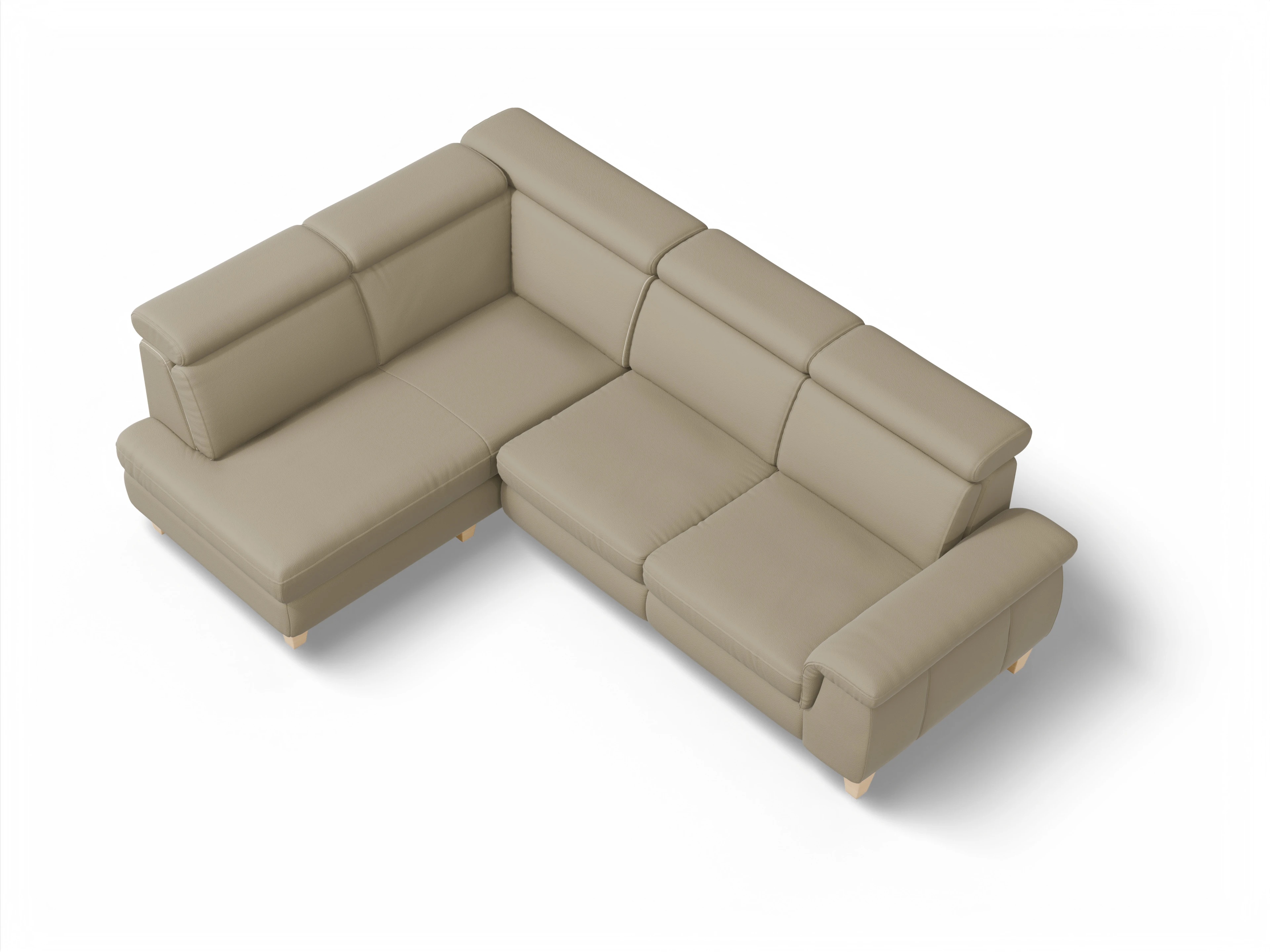Ansicht des Produktes München Ecksofa links Abschluss offen in Leder Braun