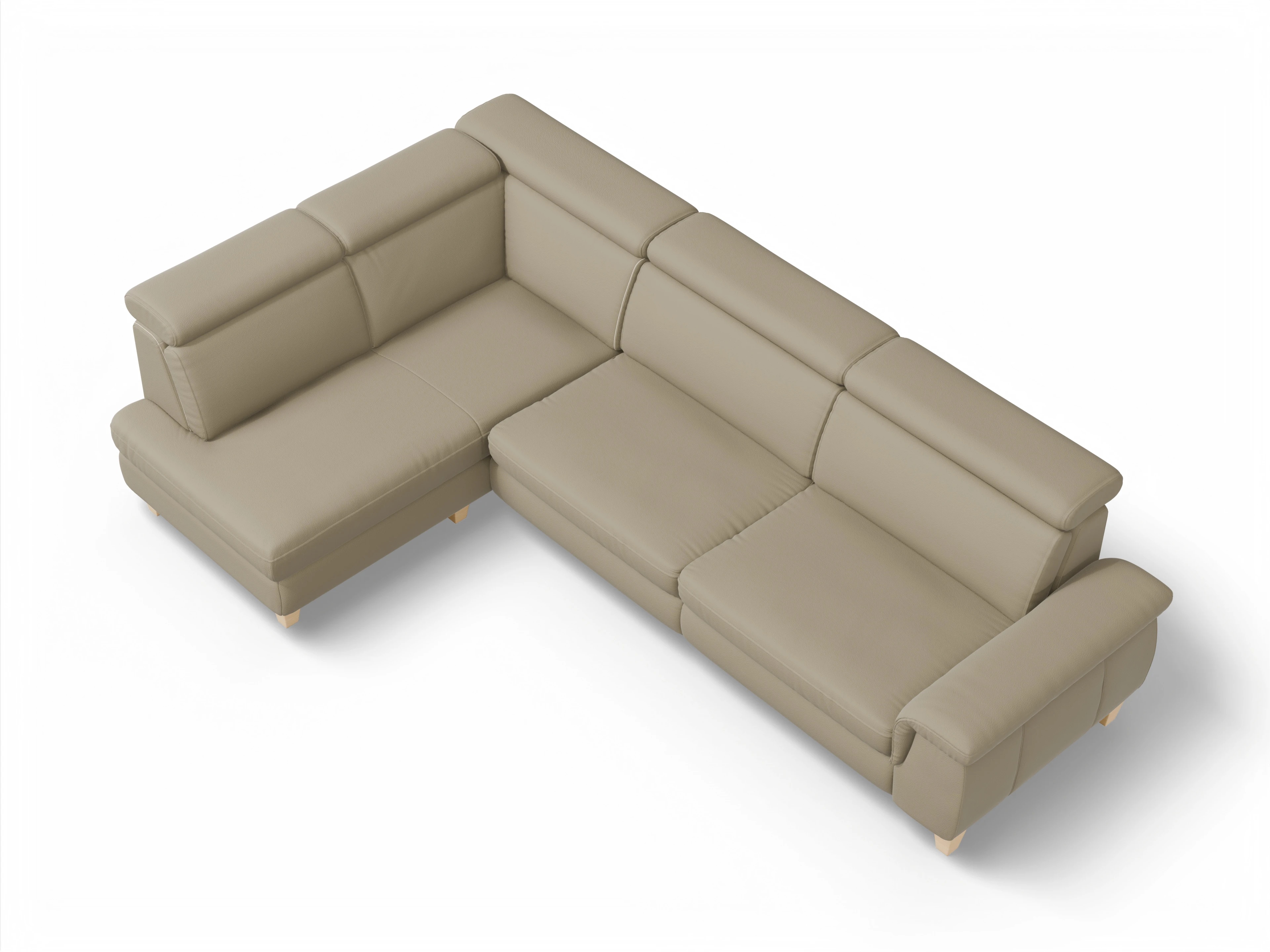 Ansicht des Produktes München Ecksofa links Abschluss offen in Leder Braun