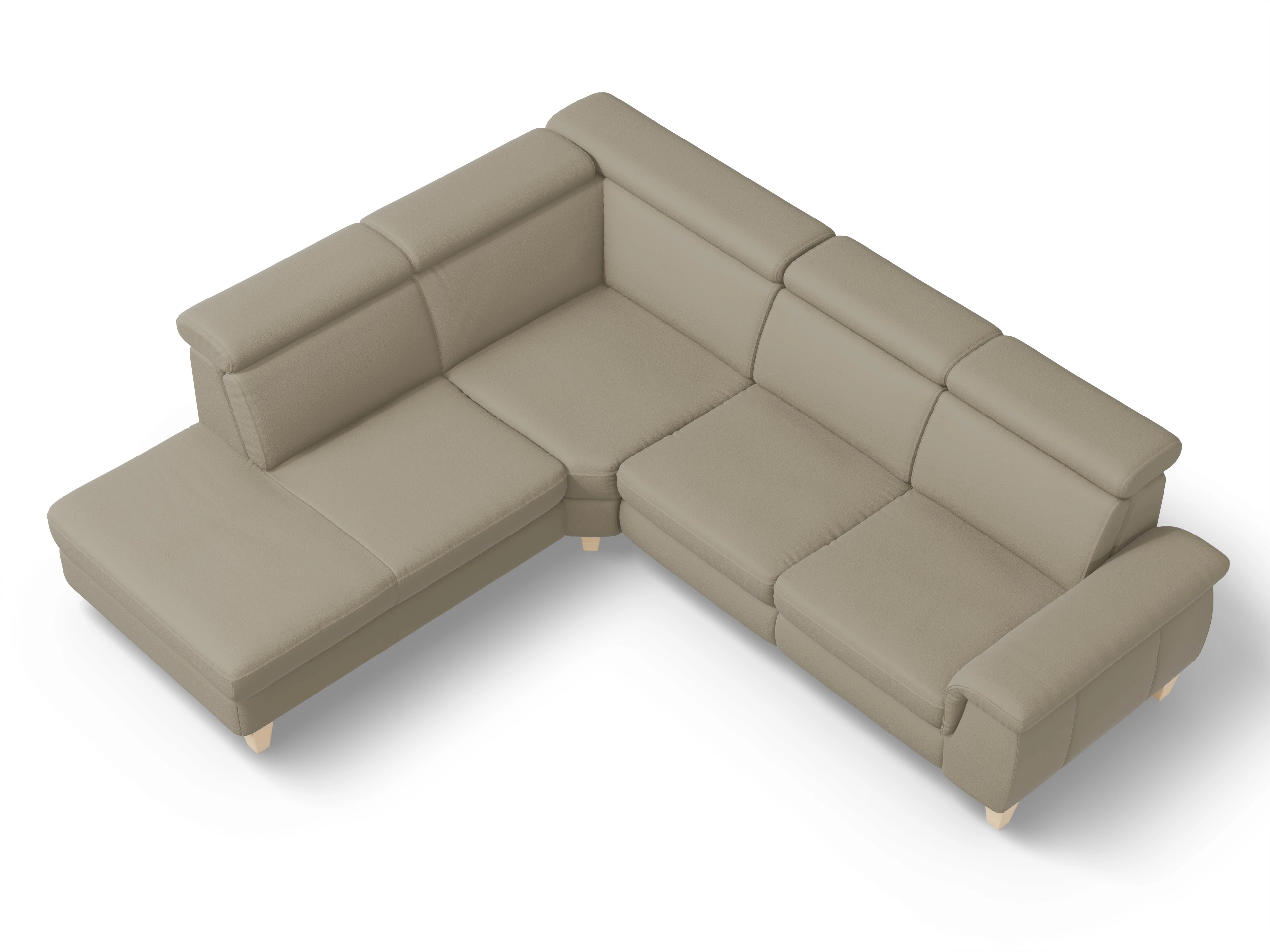 München 1AH WE Medium L Ansicht des Produktes München Ecksofa links Abschluss offen in Leder Braun