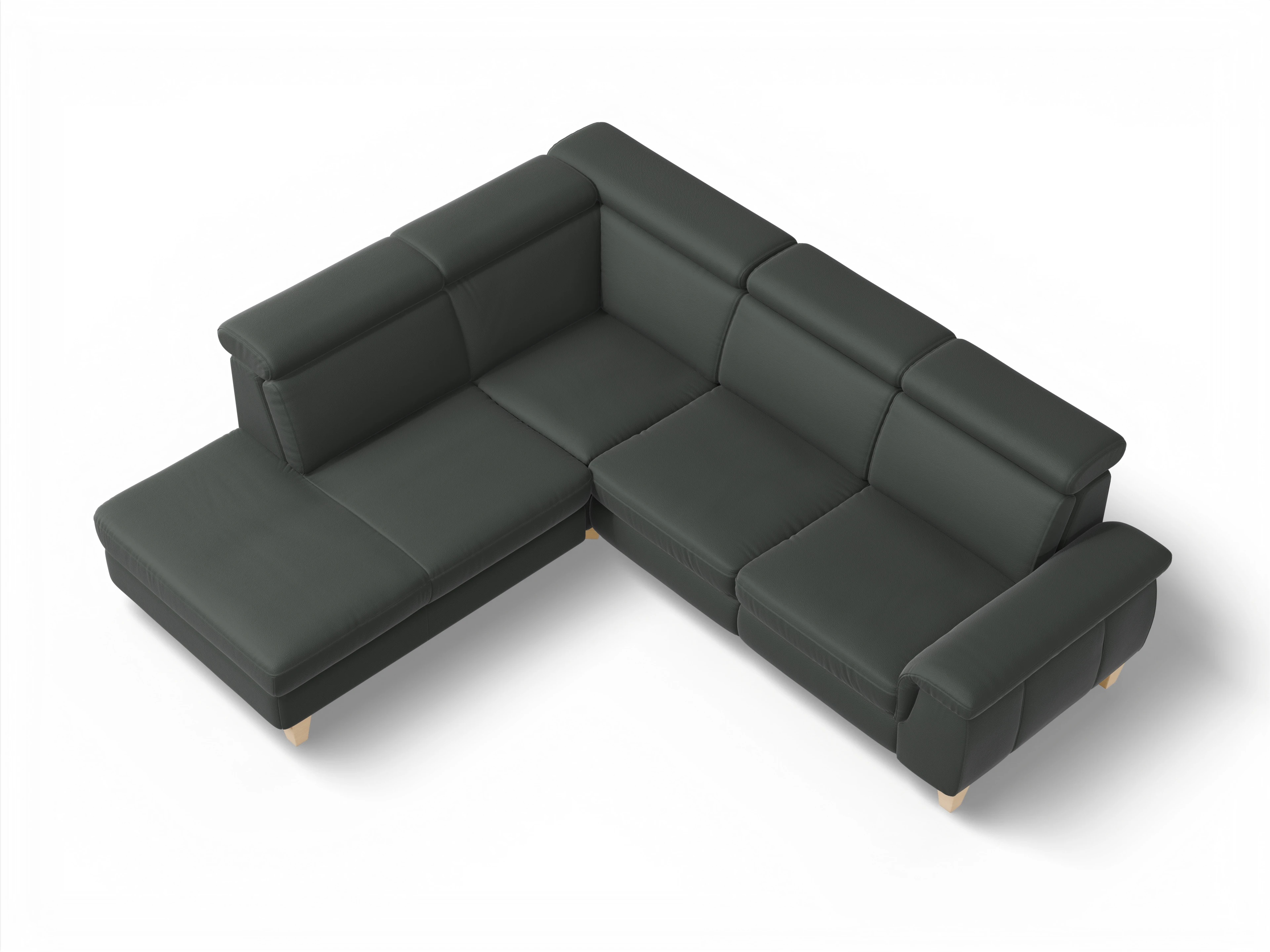 München 1AH WEkl Medium L Ansicht des Produktes München Ecksofa links mit Armlehne in Leder Grau